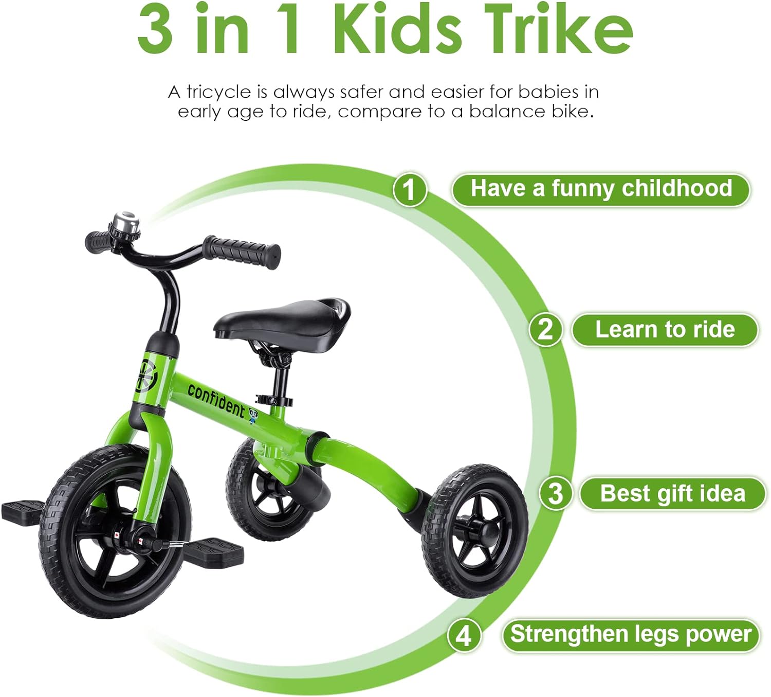 Thumbnail 2 de YGJT 3-in-1 Tricycle for Toddlers (Age 2–5), Folding Ride-On with Adjustable Seat & Removable Pedals