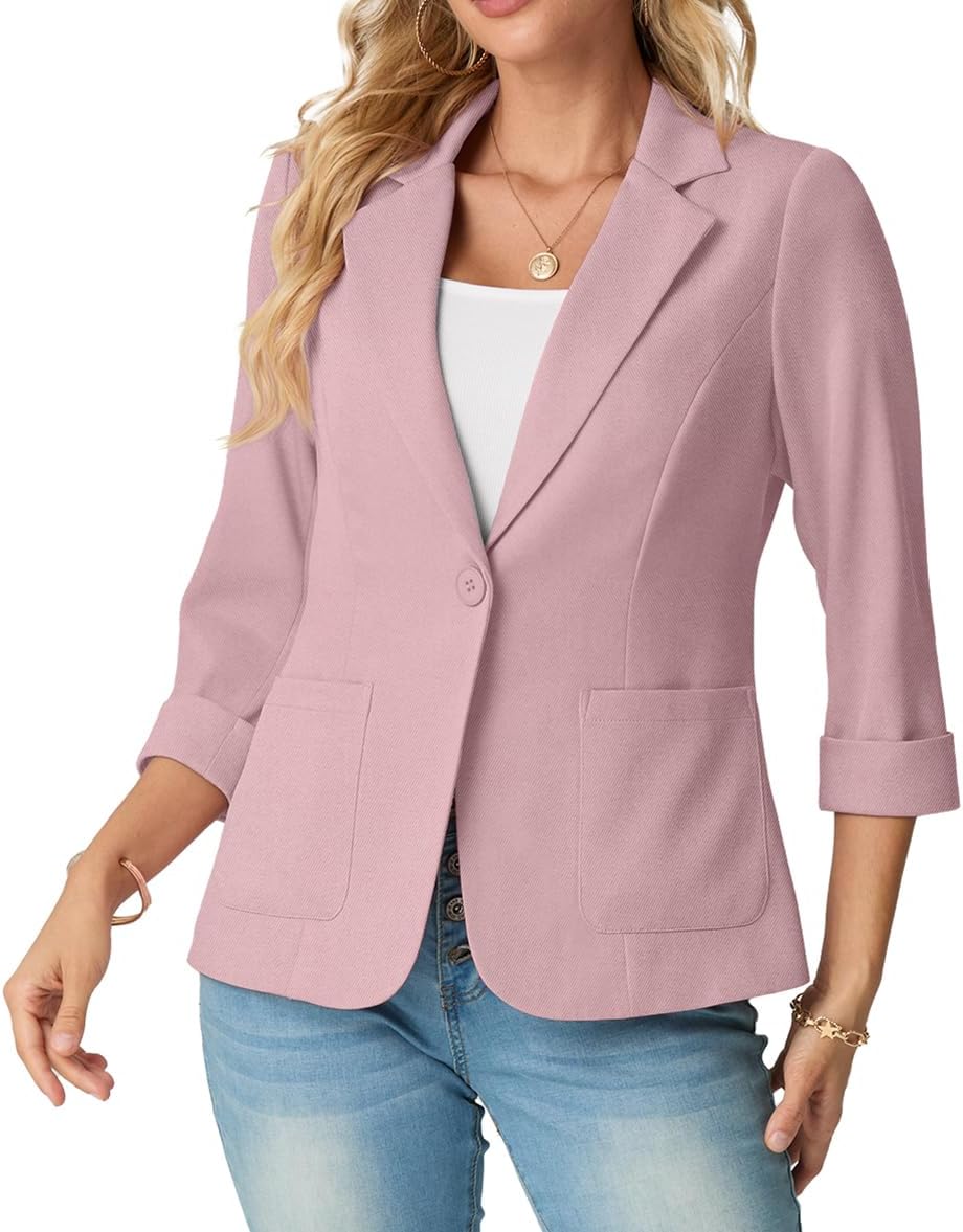 Thumbnail 6 de GRECERELLE Lightweight Women's Blazer, 3/4 Sleeves, Pockets and Padded Shoulders