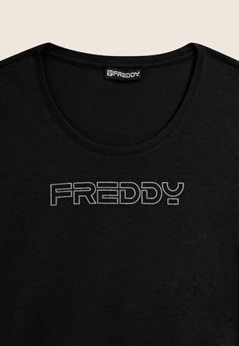 Detalle 1 de FREDDY T-Shirt Manica Corta con Logo Outline Glitter – Nero, Small