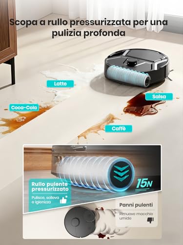 Detalle de Lefant M210 PRO OMNI: robot aspirapolvere lavapavimenti con rullo autopulente e 20.000Pa