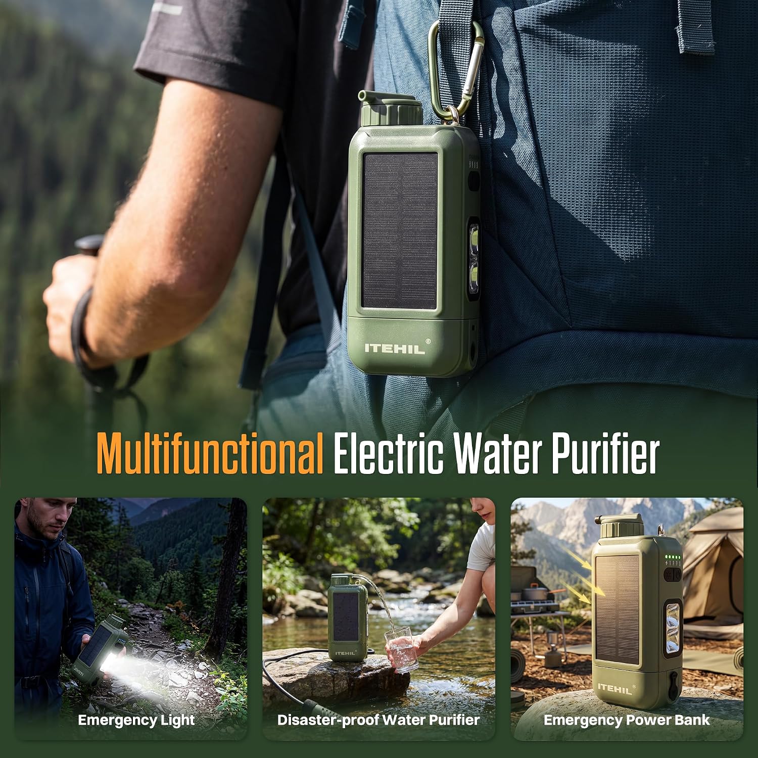 Detalle de ITEHIL YN18650-2P Portable Electric Water Filter, 0.01-Micron Dual Filtration