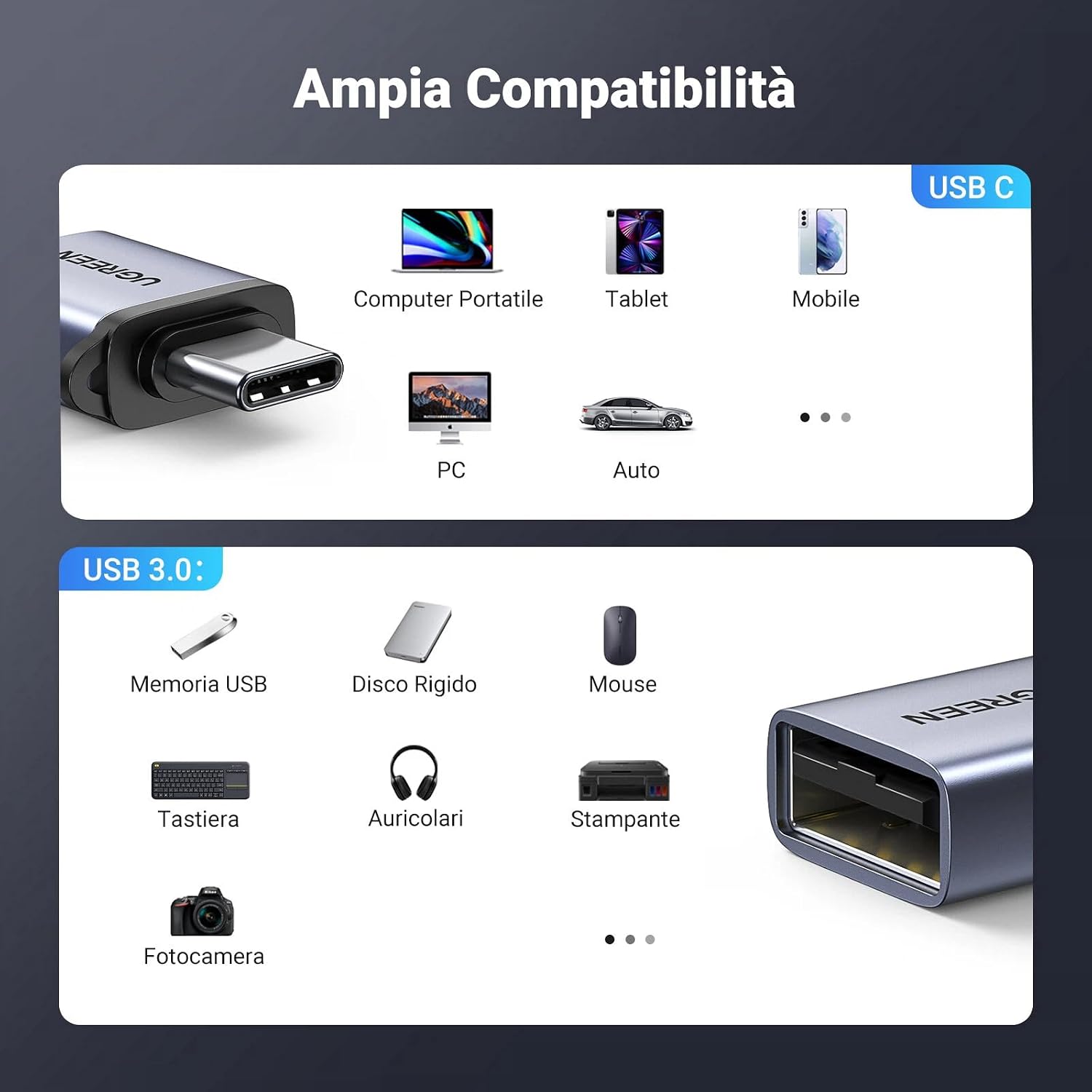 Thumbnail 5 de UGREEN Adattatore Tipo C USB 3.0 OTG 5Gbps 2 pezzi