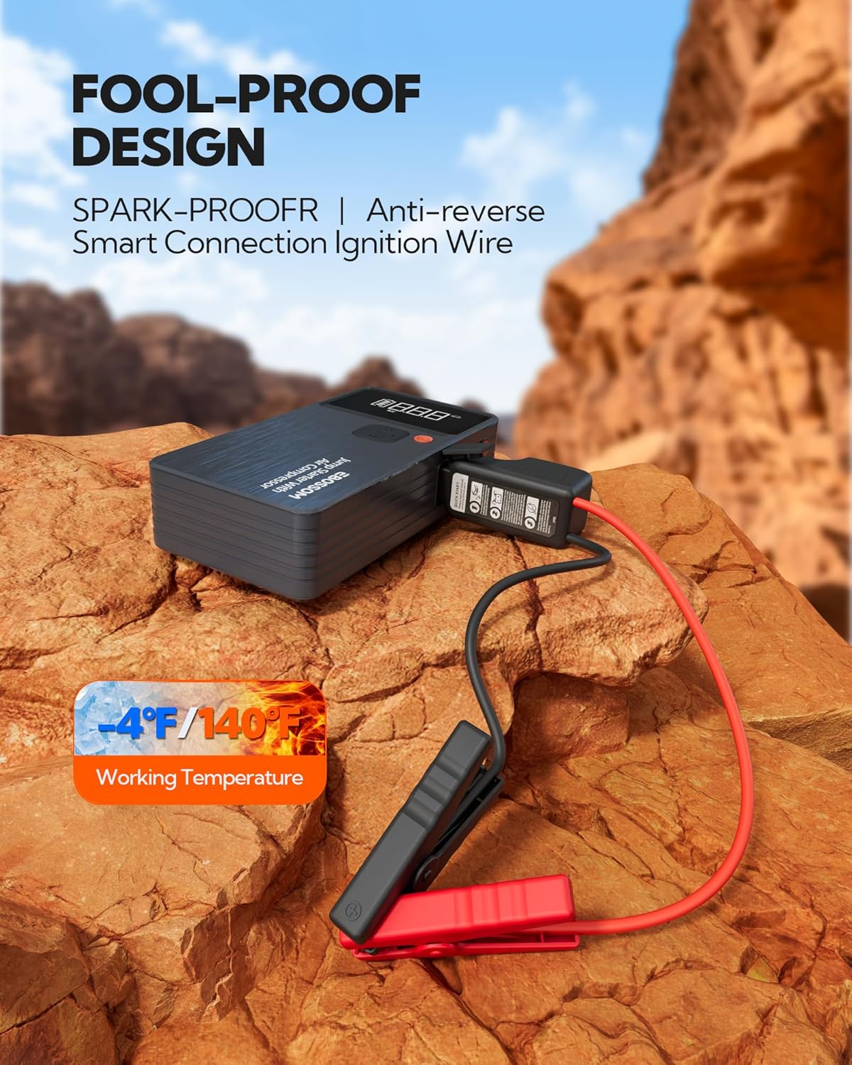 Thumbnail 3 de EBOSSOM Booster Avviamento Auto Spark JC8 da 8.000 mAh con compressore aria portatile e kit 7 in 1