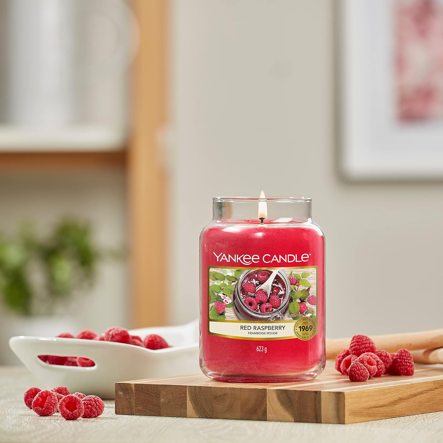 Detalle de Yankee Candle bougie Framboise rouge 623 g 🕯