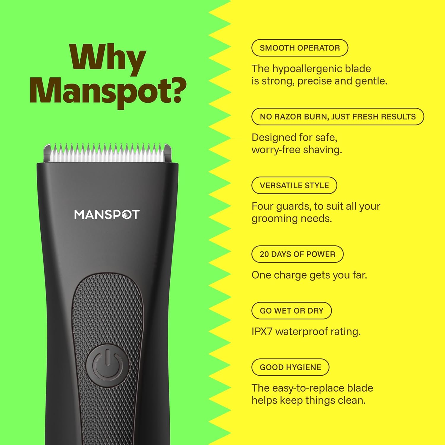 Detalle 2 de MANSPOT Manscape Groin Trimmer with 4 Guards ⚙