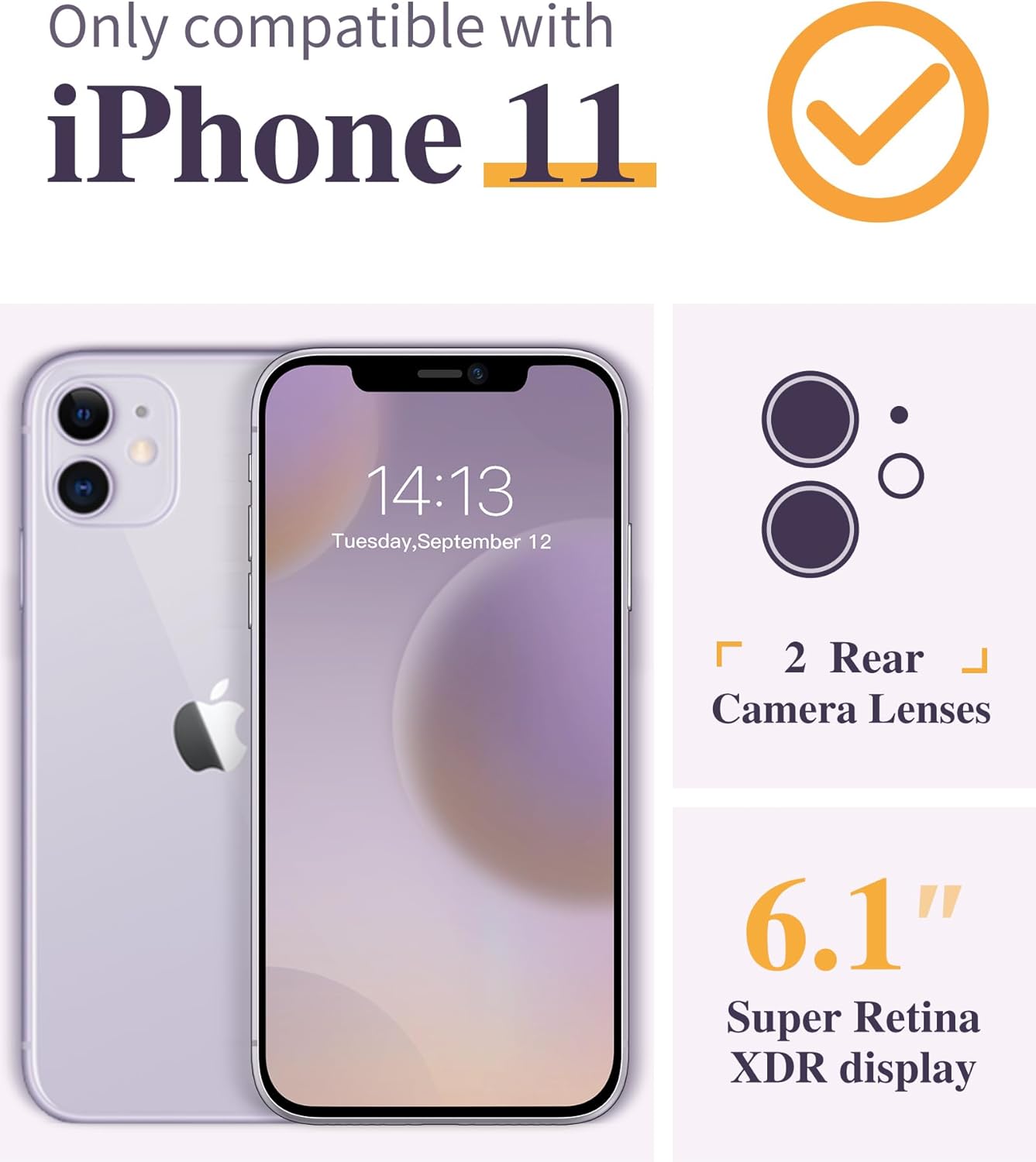 Thumbnail 1 de GVIEWIN Floral iPhone 11 Case (6.1) with Tempered Glass Screen Protector & Camera Lens Protector