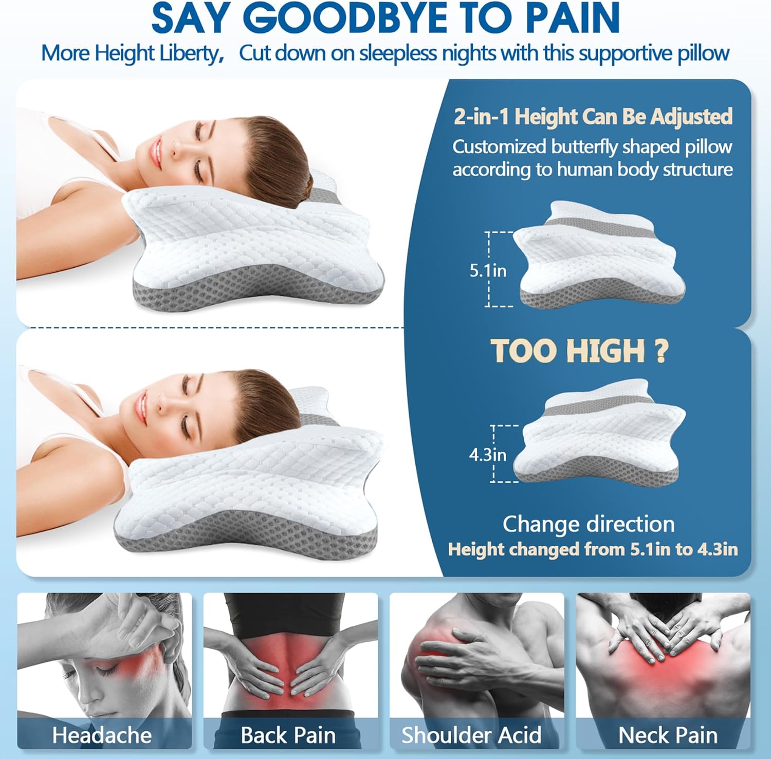 Detalle 2 de CHxxy Memory Foam Cervical Pillow