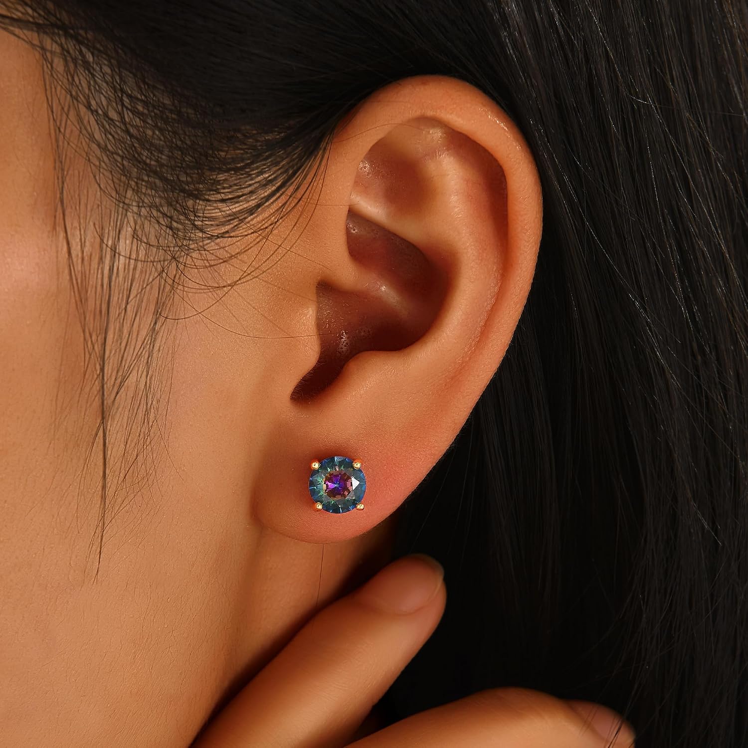 Detalle 2 de Stud Earrings, 14K Gold-Plated