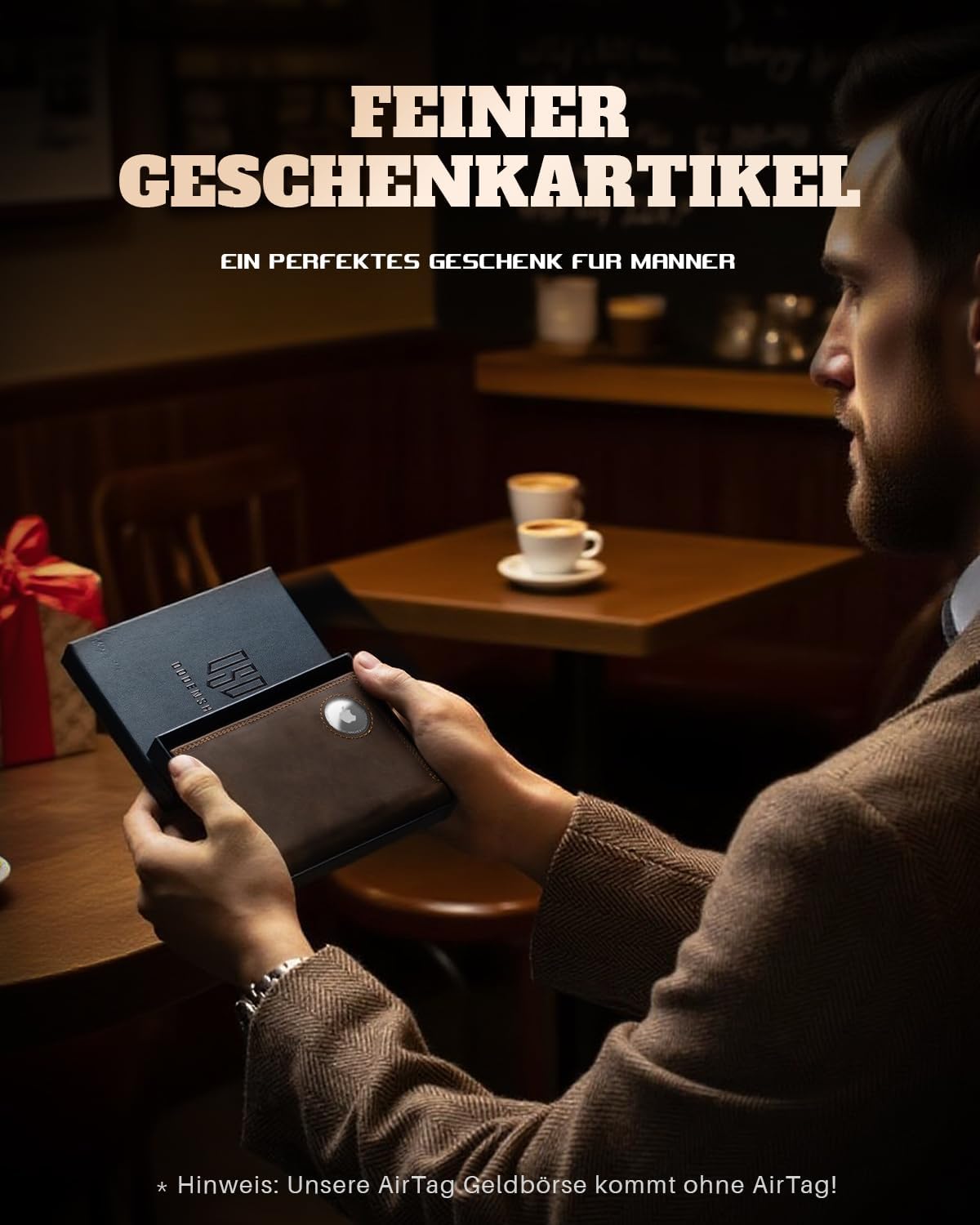 Detalle de DODENSHA Portmonee Herren mit Airtag Fach und RFID-Schutz – XXL Geldbörse aus Echtsleder, 13 Karten, 20 Münzen