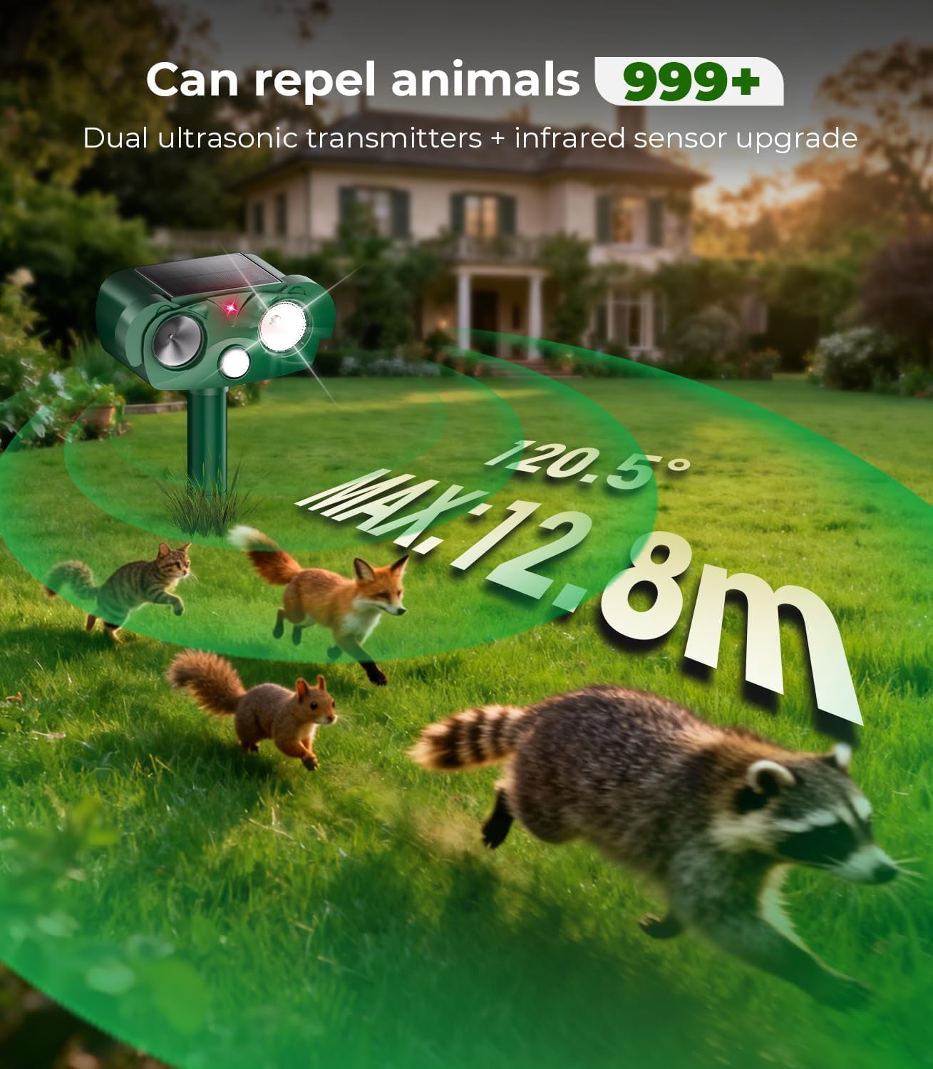 Detalle de Zentria 2026 Upgraded Cat Deterrents for Gardens UK – Dual Ultrasonic & Infrared, Solar Powered