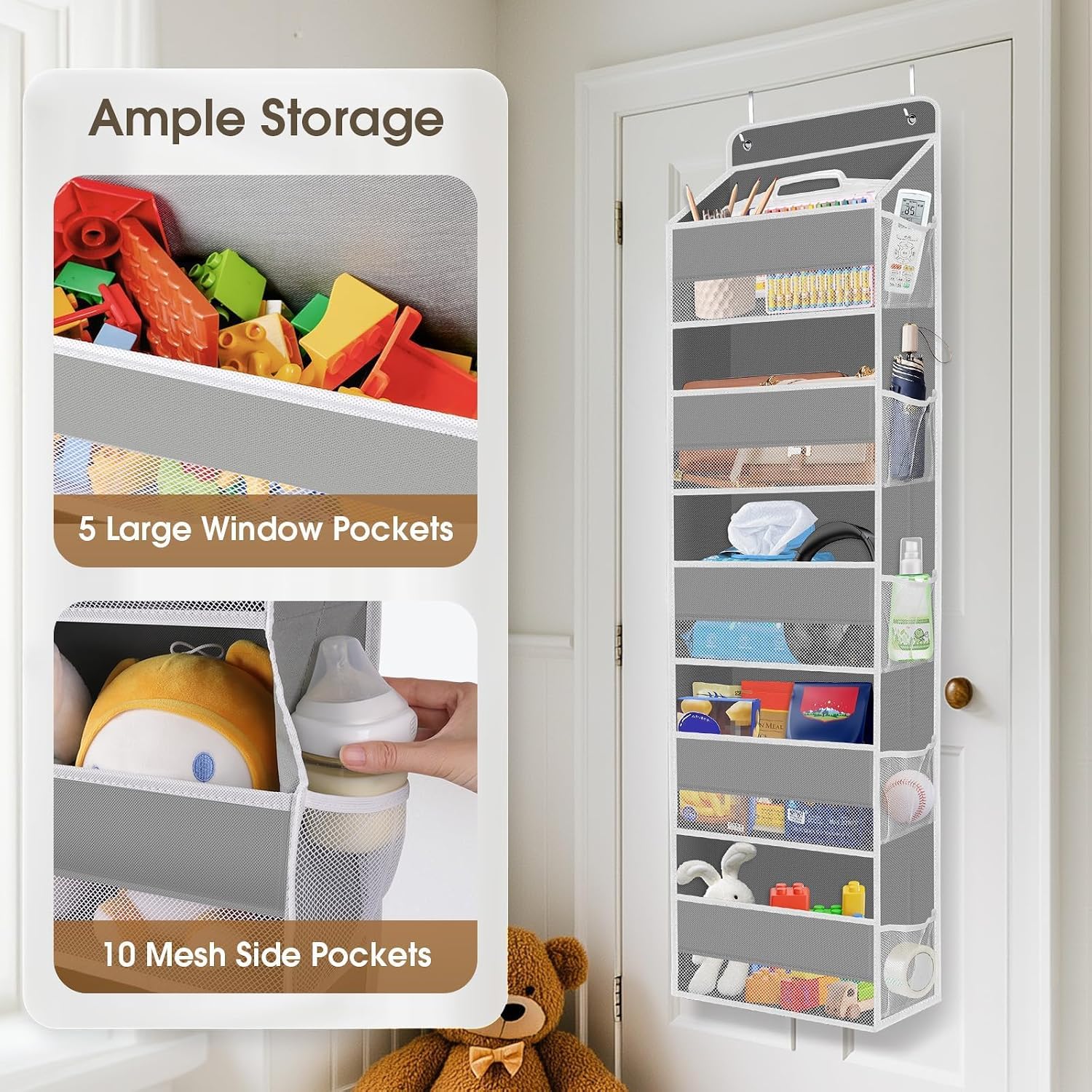 Thumbnail 3 de SpaceHacks Over-the-Door Organizer, 40 lb Capacity, 15 Pockets, Mesh Design