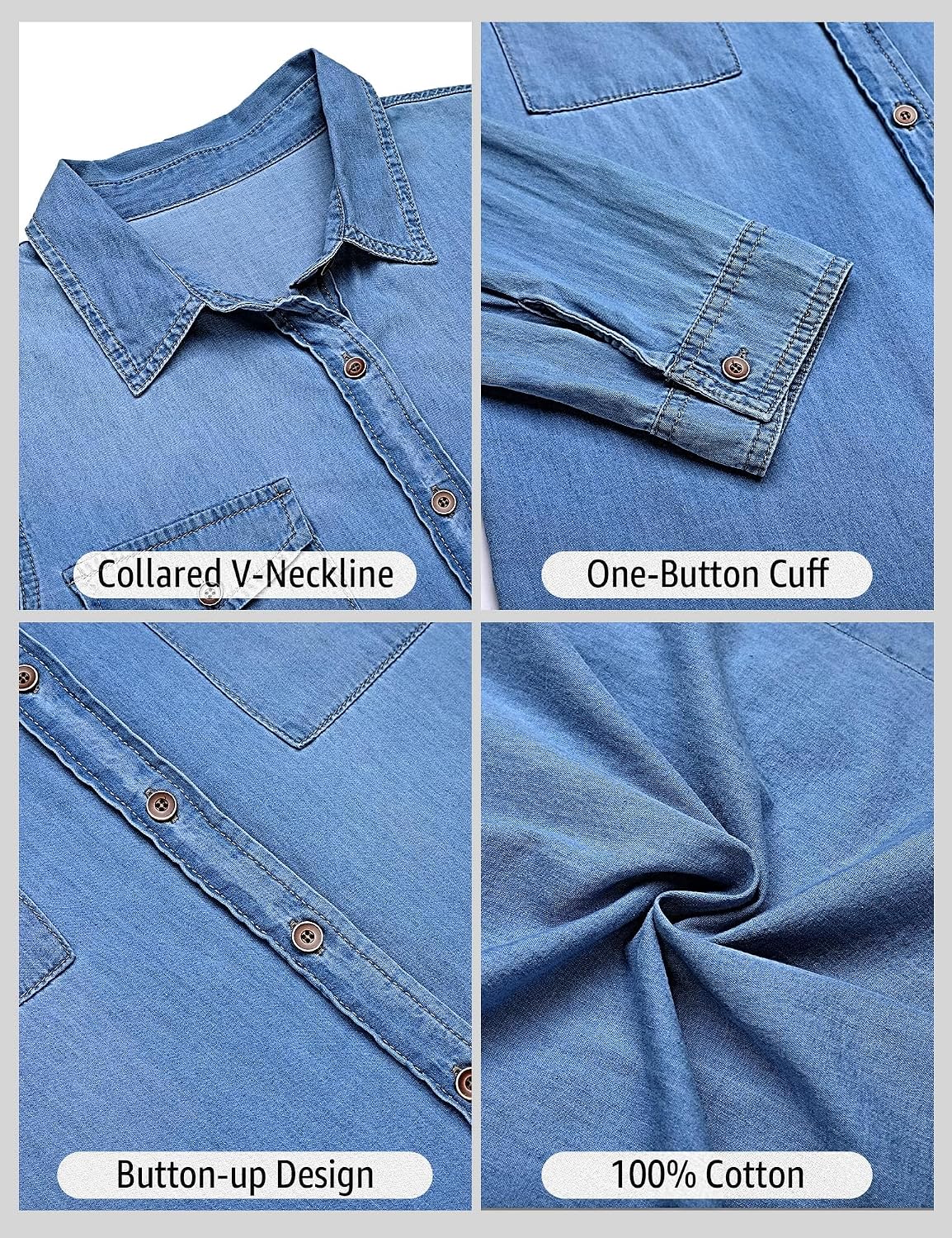 Detalle 2 de Luvamia Chambray Denim Shirt for Women