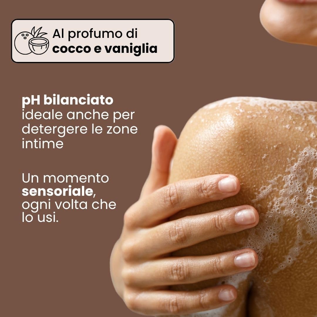 Detalle de Enooso Docciaschiuma Solido Nutriente COCCO e VANIGLIA – 80 g, vegan & artigianale, Made in Italy