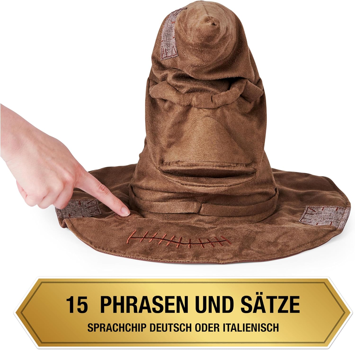 Detalle 2 de Harry Potter Interaktiver Sprechender Hut – offizieller Fanartikel, ca. 35 cm, Deutsch/Italienisch