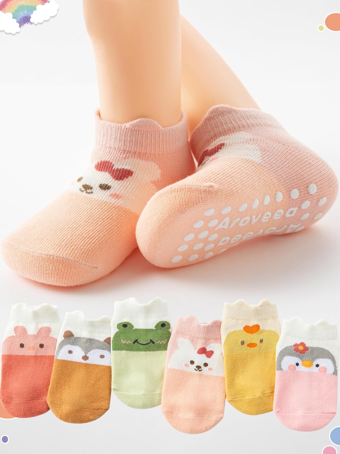 Thumbnail 5 de Aroveea Ar-sock1 Toddler Grip Socks, Cotton-Rich Ankle Socks, 12-Pack