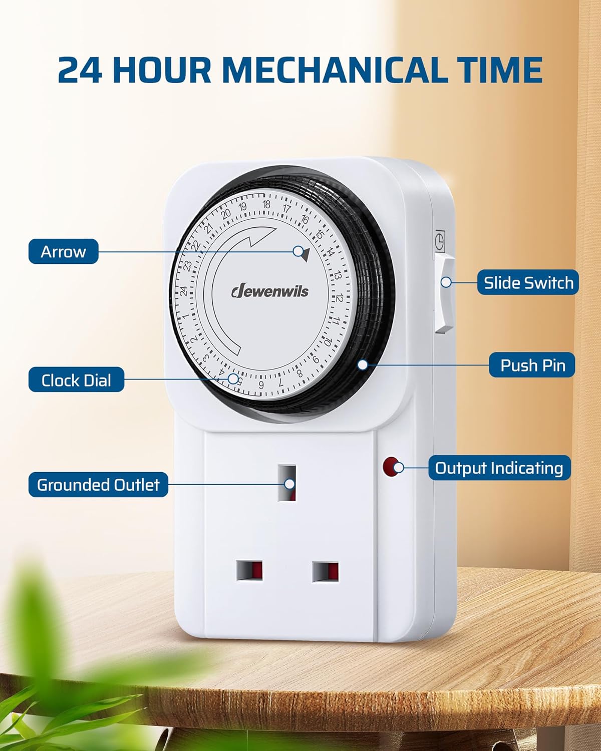 Detalle 2 de DEWENWILS 24-hour programmable plug timer ⏱