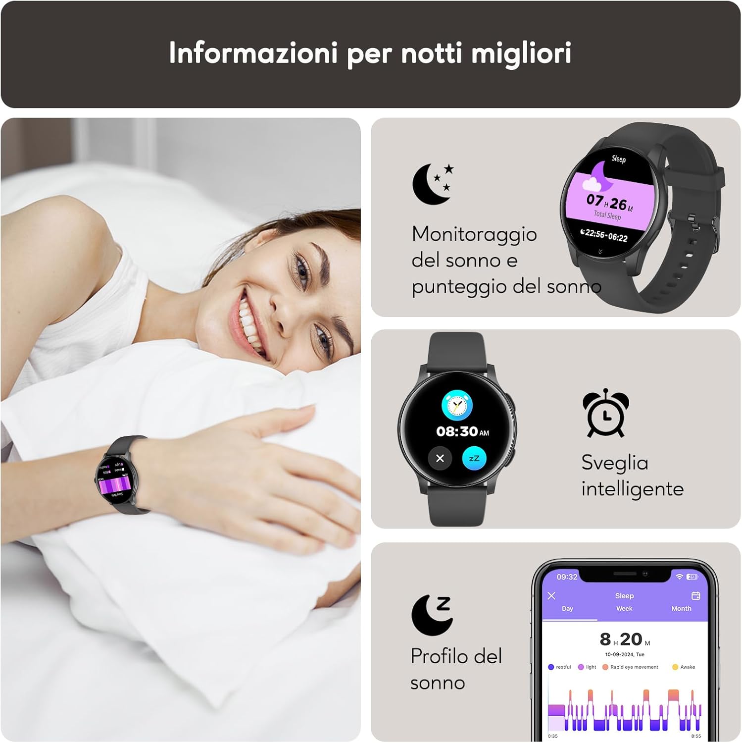Detalle de AcclaFit Smartwatch Uomo Donna: Chiamate Bluetooth, 147+ Modalità Sportive e Display 1,38" IP68