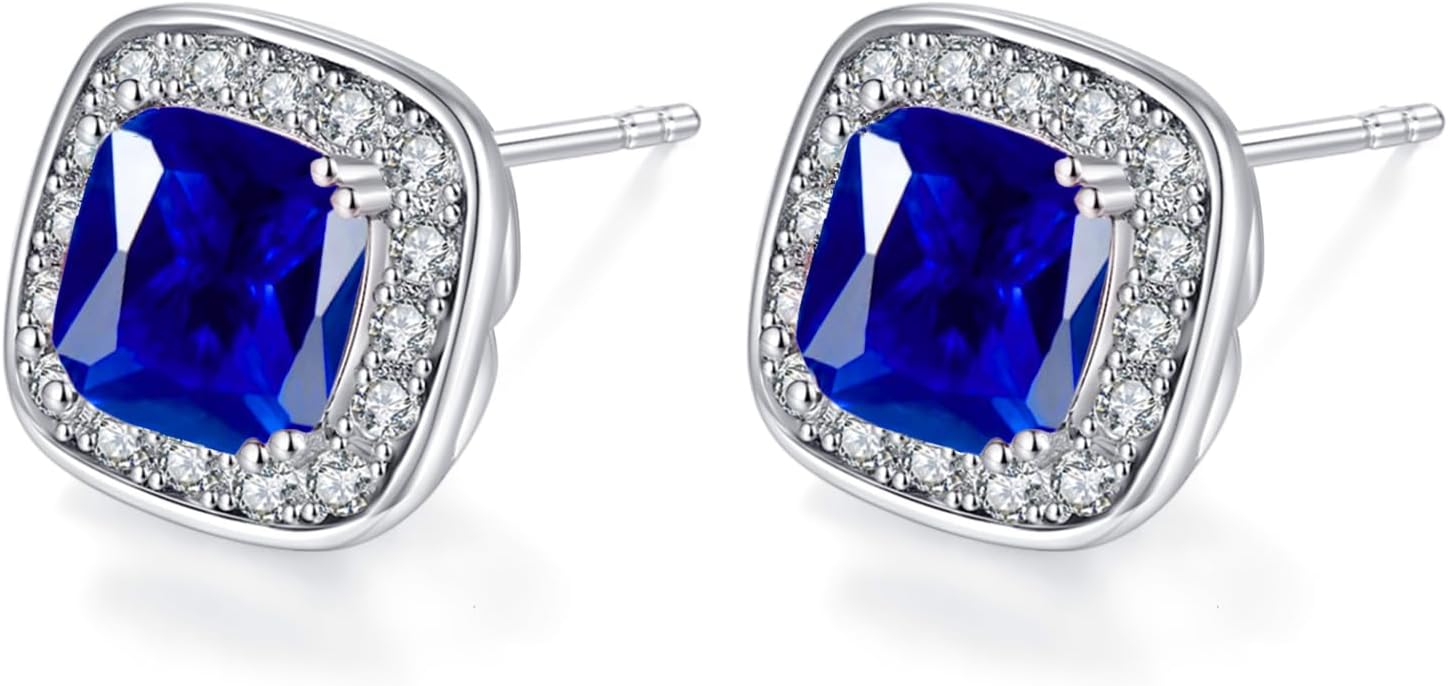 Detalle de VONSSY Gemstone Stud Earrings 5A cubic zirconia
