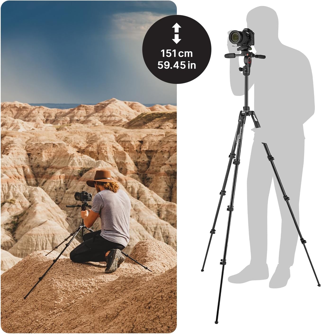 Detalle de Manfrotto Befree Advanced 3-Way Tripod Kit: Aluminium travel fluid head for cameras up to 6 kg