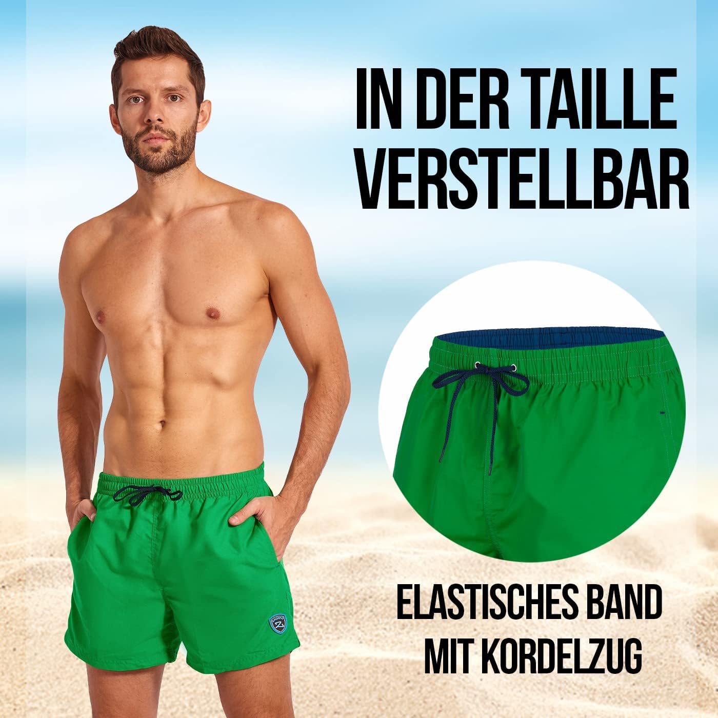 Detalle 2 de Zagano Herren-Badehose mit 8–15 cm Stretch