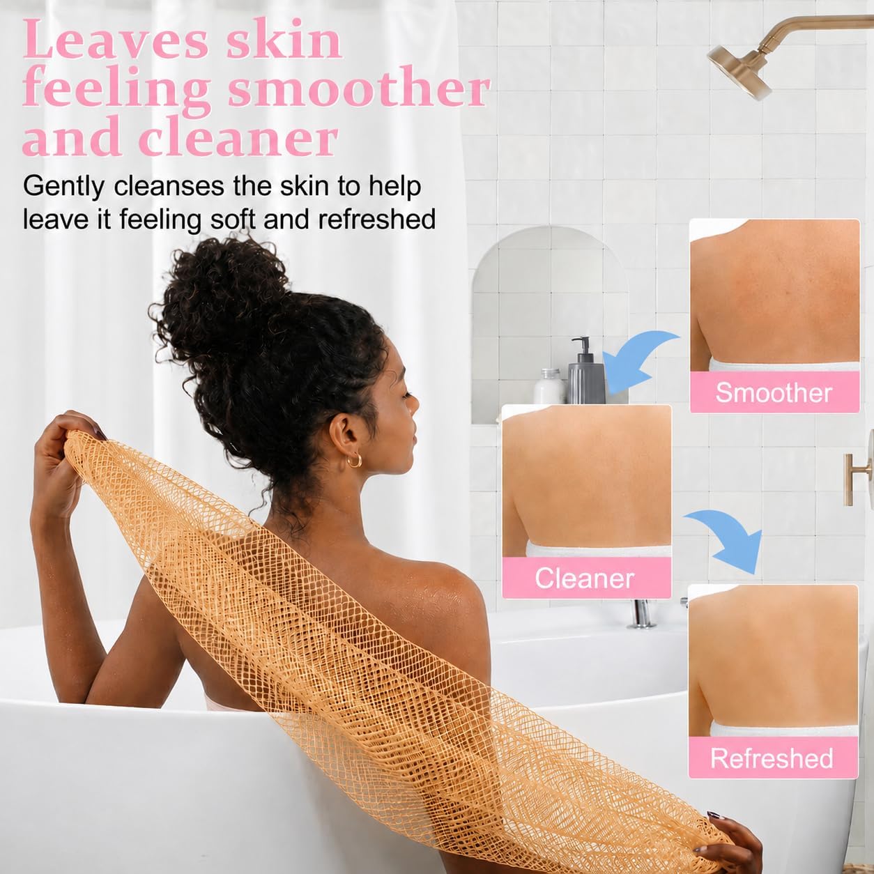 Thumbnail 4 de Starhot African Net Sponge Authentic with Knots (Golden) – Long Quick-Dry Exfoliating Body Scrubber