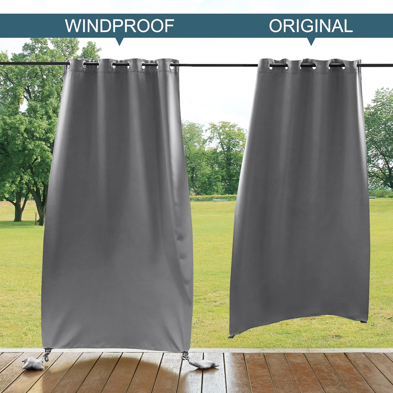 Thumbnail 2 de PONY DANCE Tende da Esterno Idrorepellenti con Sacchi Zavorrati (2 pezzi) per Gazebo e Balconi – Grigio