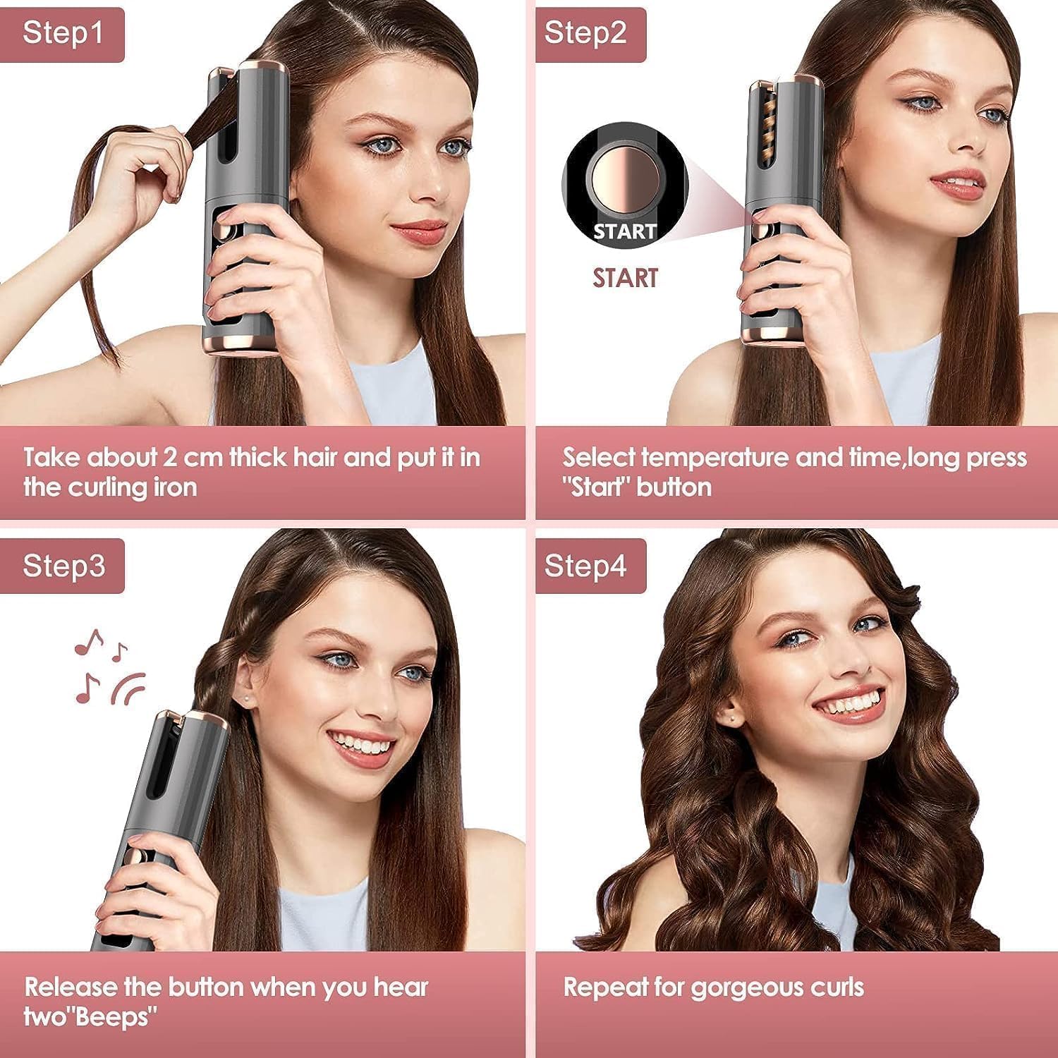 Thumbnail 6 de Automatic Hair Iron: Cordless Hair Curler with 6 Temperature Settings and USB Recharge
