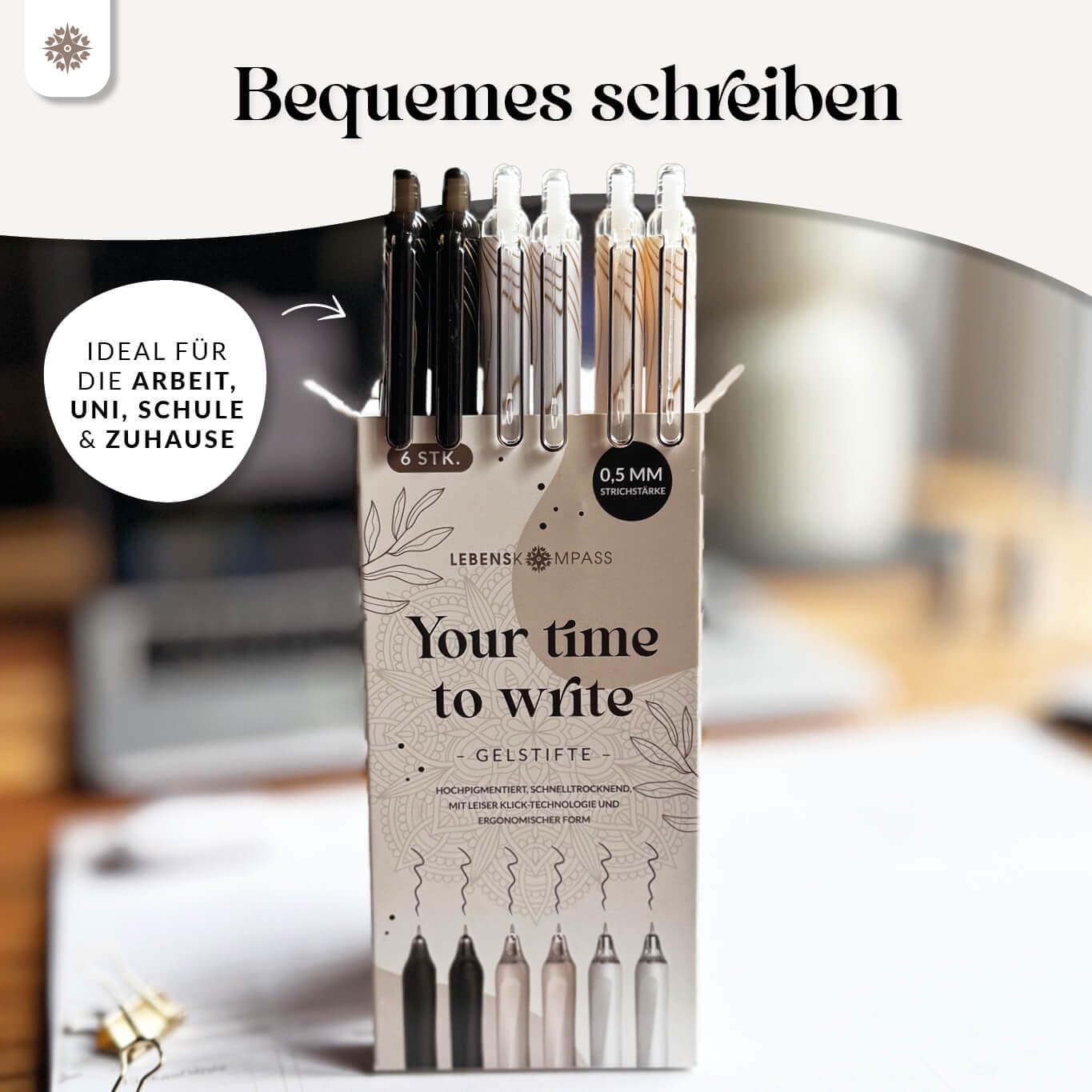 Thumbnail 4 de LEBENSKOMPASS Gelstifte Set Schwarz 0,5 mm – 6 Stück