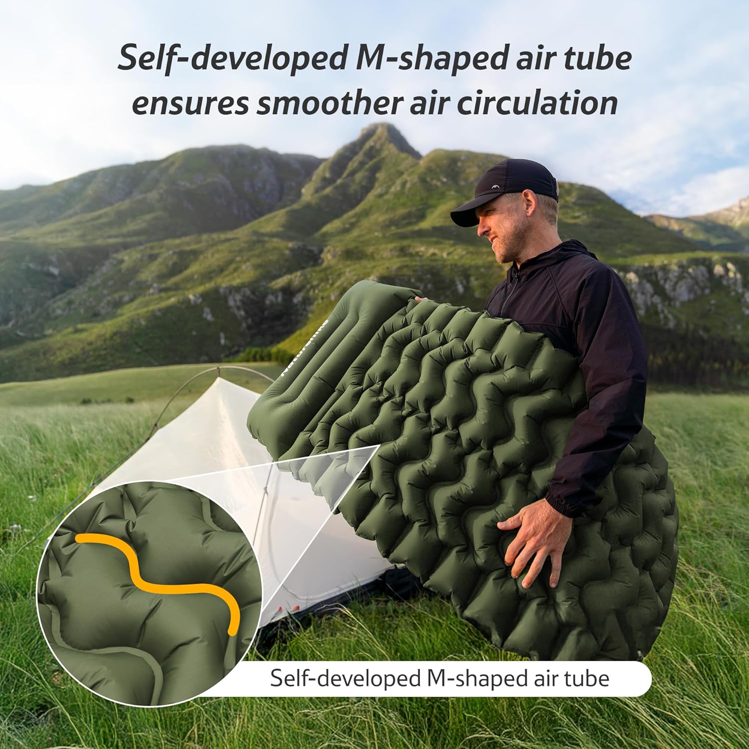 Thumbnail 6 de Naturehike Ultralight Inflatable Sleeping Mat (Olive Green) – Lightweight Single with Air Pillow