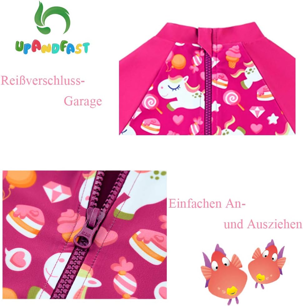 Detalle de Upandfast Baby Badeanzug mit Sonnenhut UPF 50+ – sicherer UV-Schutz am Strand