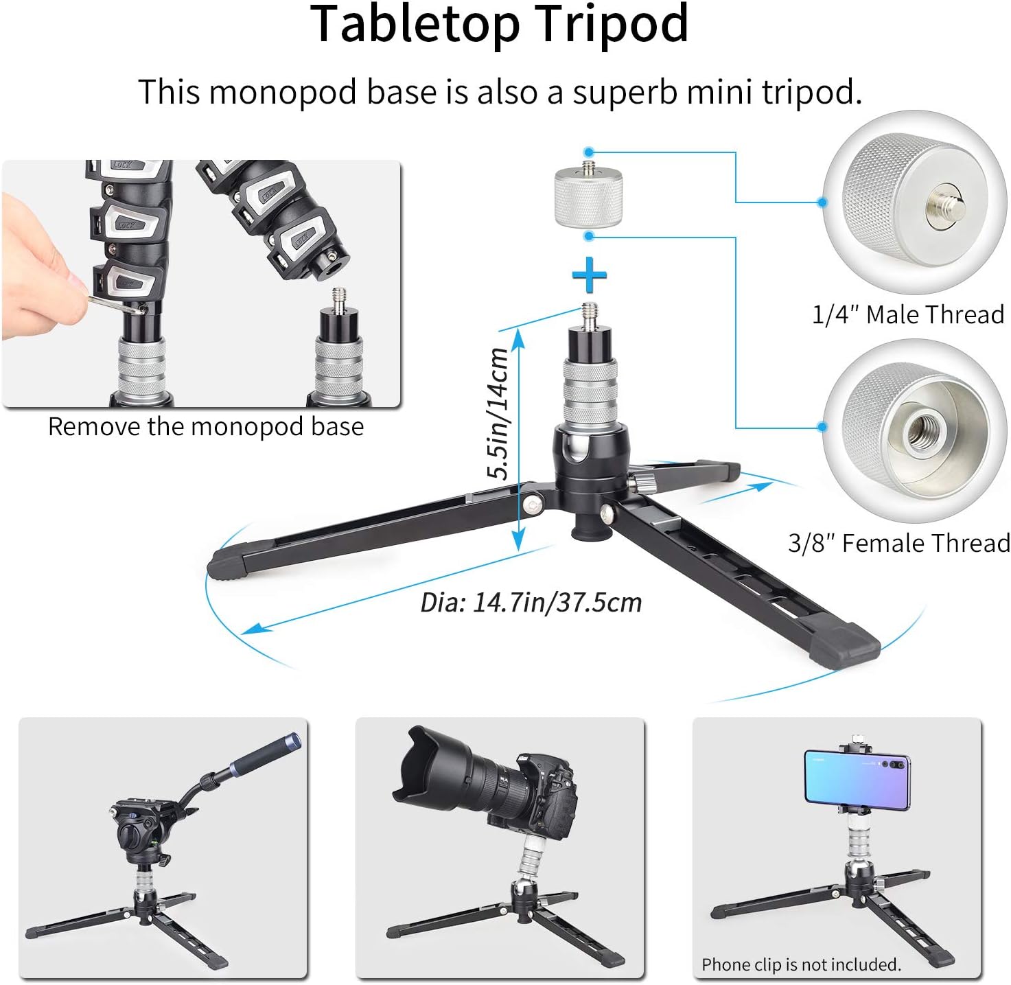 Thumbnail 5 de INNOREL VM70K Professional Video Monopod & F60 Fluid Head Kit (with bag)