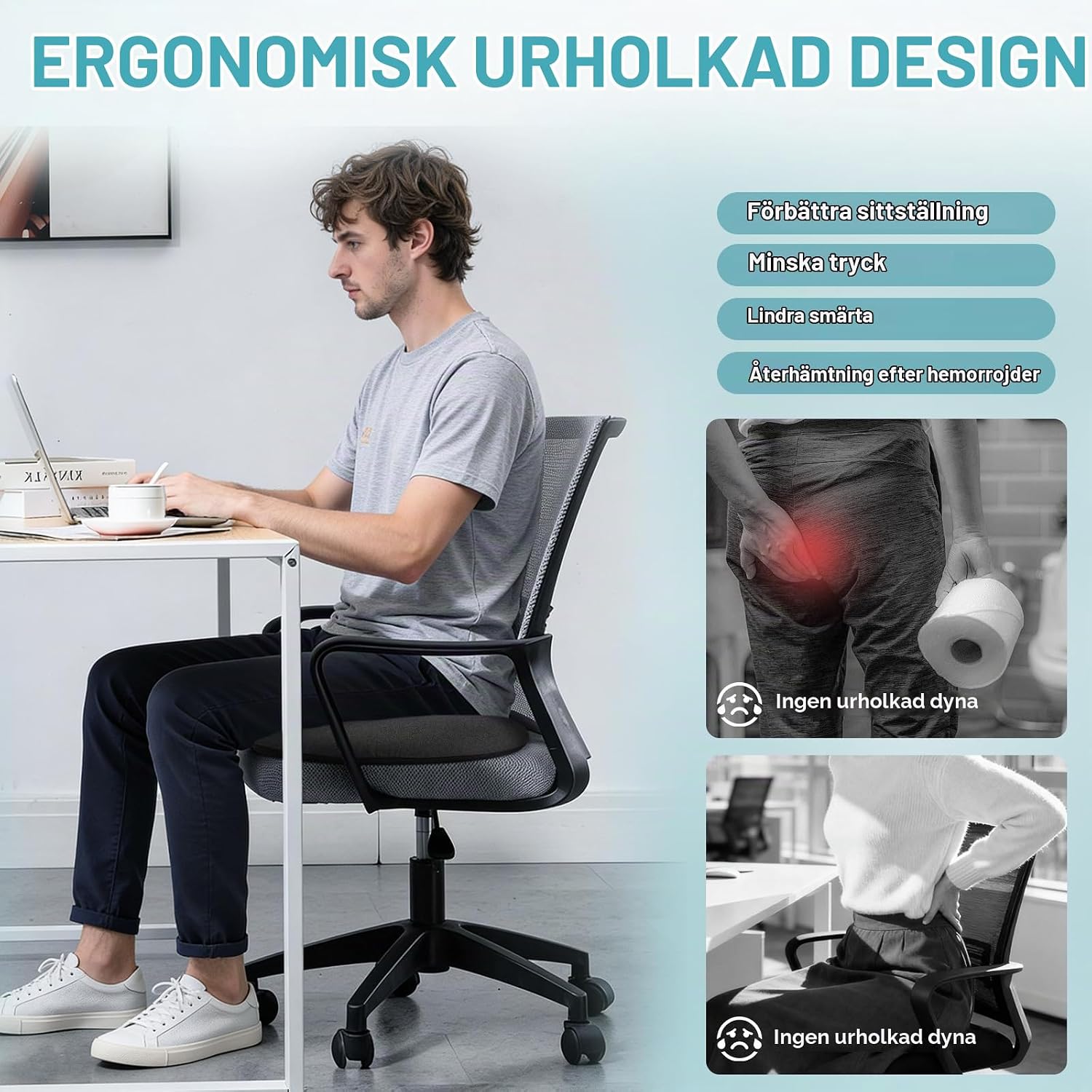 Detalle de DmTown munkkudde Large i minnesskum med ergonomisk öppning