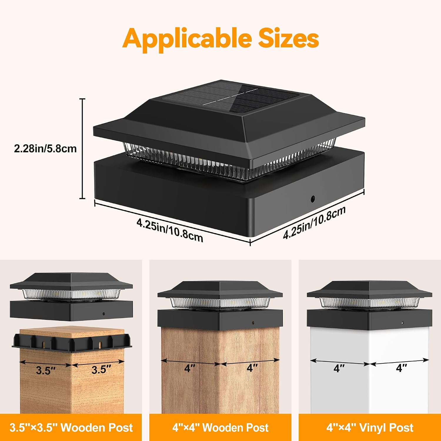 Detalle de Toeuie Solar Post Cap Lights, 6-Pack