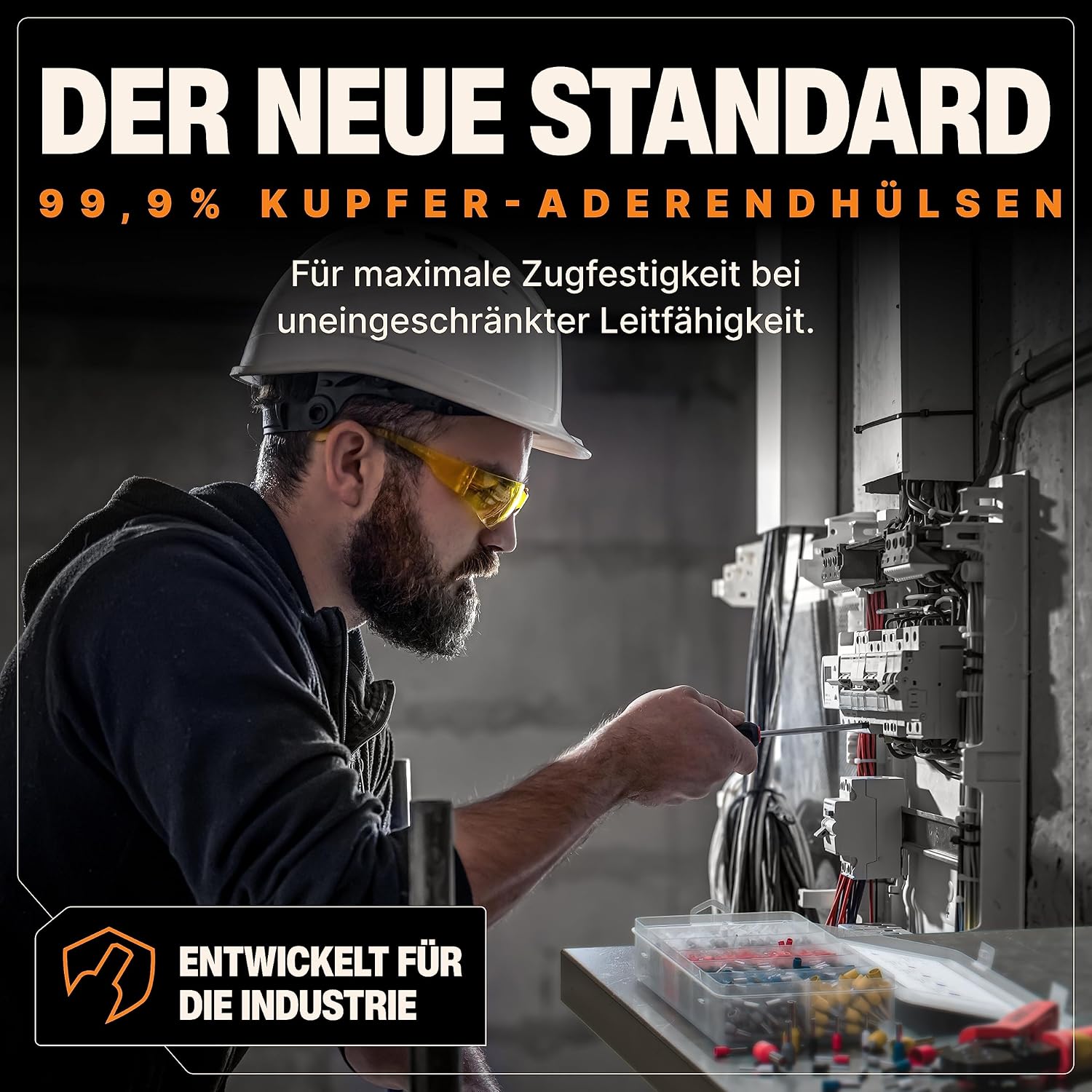 Detalle 2 de BAURIX® Aderendhülsen Set (1200 Stück) isoliert 0,5–10 mm², farbcodiert nach DIN 46228-4