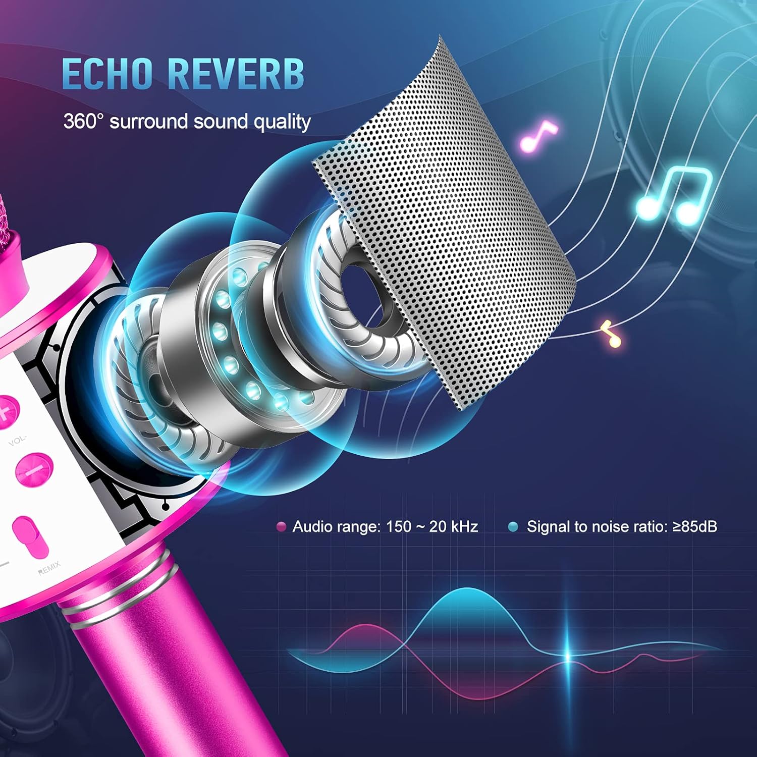 Thumbnail 3 de GeschenPark Bluetooth Microfono Karaoke per Bambini – Karaoke wireless per 3–10 anni, regalo originale