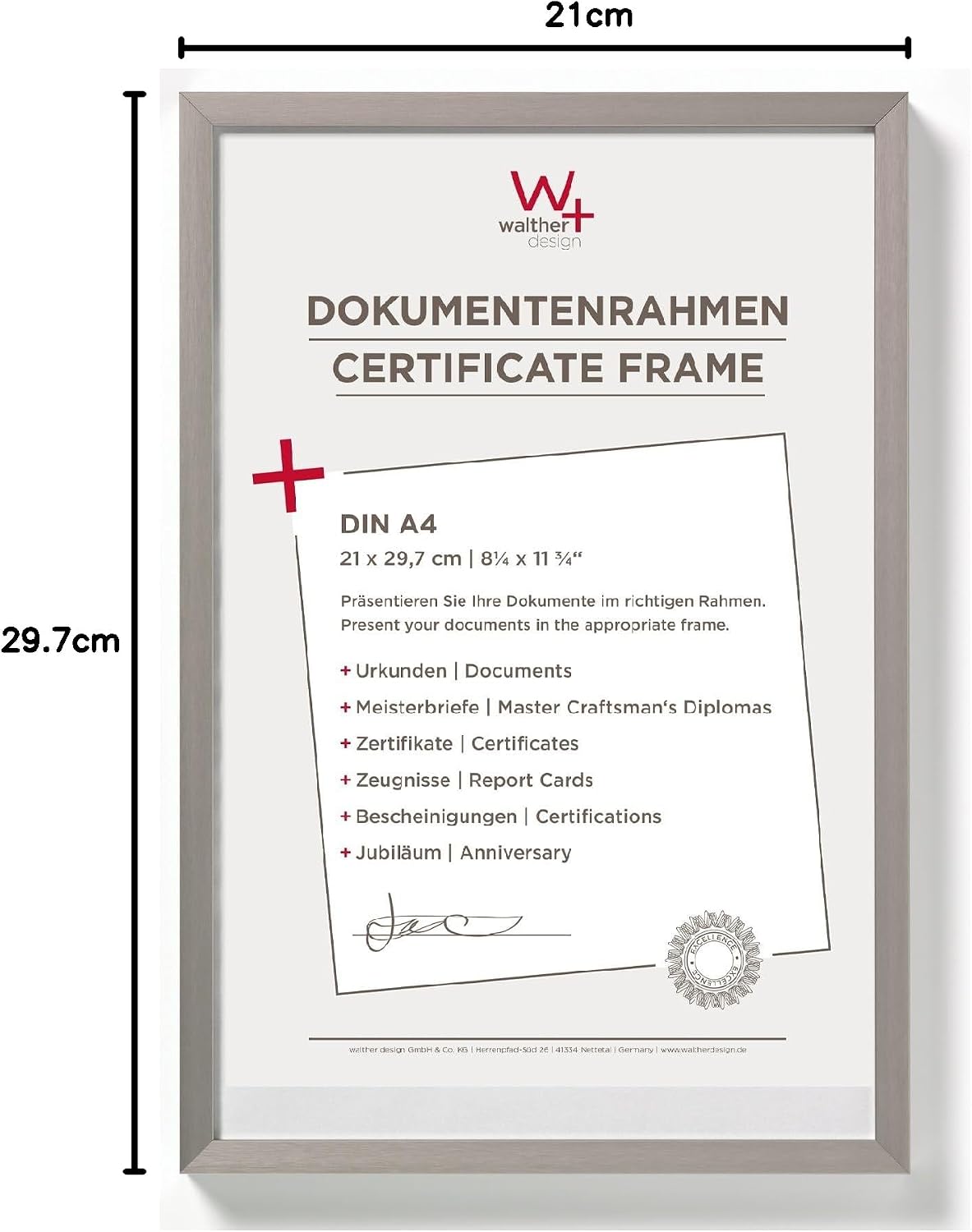 Thumbnail 6 de Walther design Cadre Photo Acier 21 x 29,7 cm (DIN A4) – Cadre Aluminium AJ130D