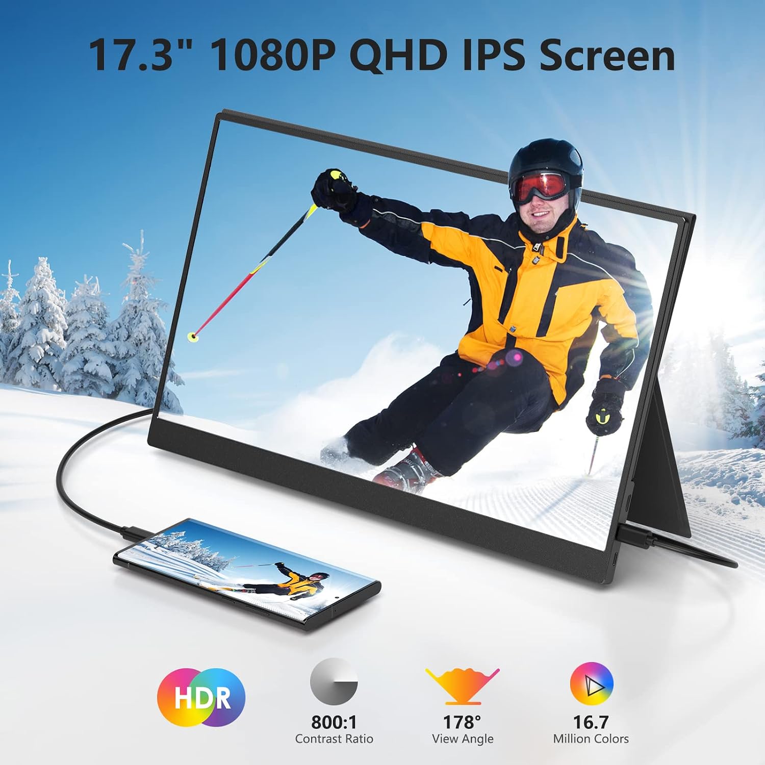 Thumbnail 2 de ForHelp 17.3" Portable Monitor 1080P 144Hz