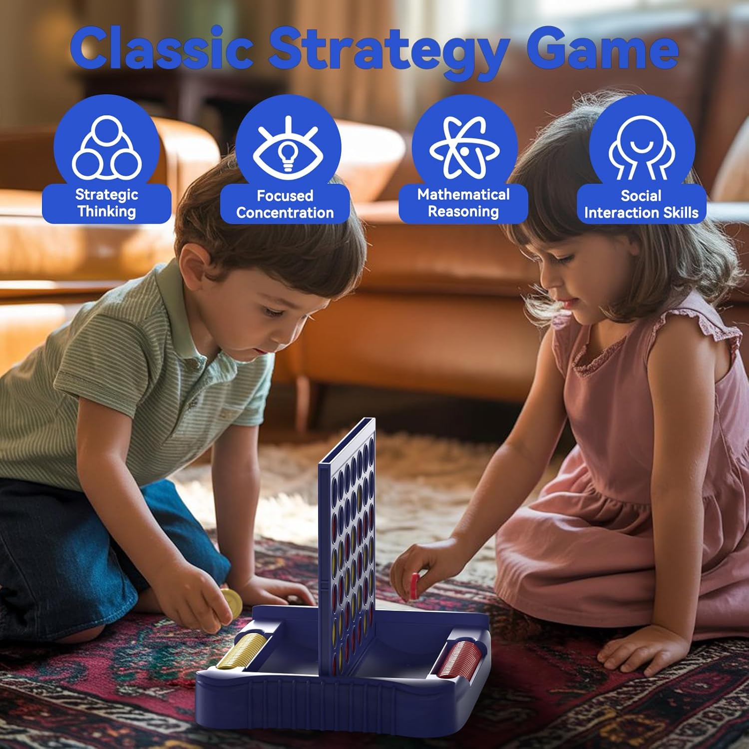 Detalle de Pup Go 4 in a Row Game – Family Strategy Board Game (Blue)
