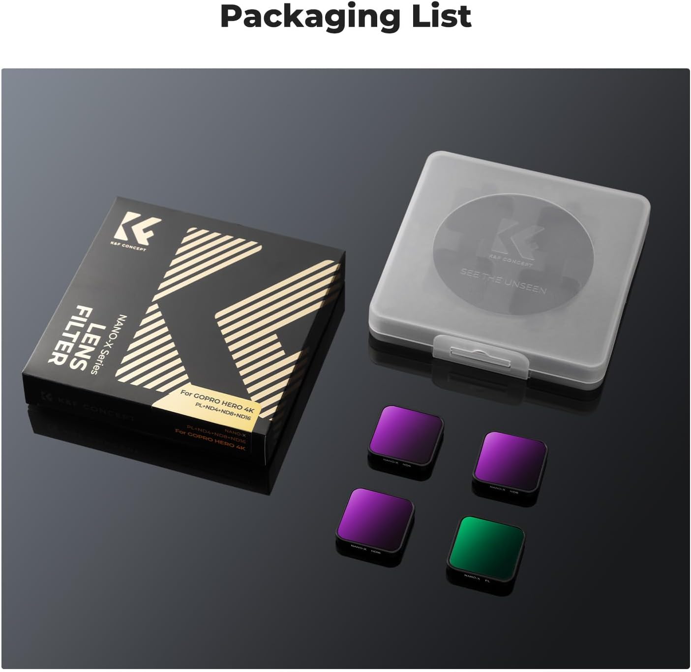 Thumbnail 6 de K&F Concept PL ND Filter Set for GoPro HERO Compact — 4-Pack (ND4/ND8/ND16) with CPL and 28-layer Coated Optical Glass