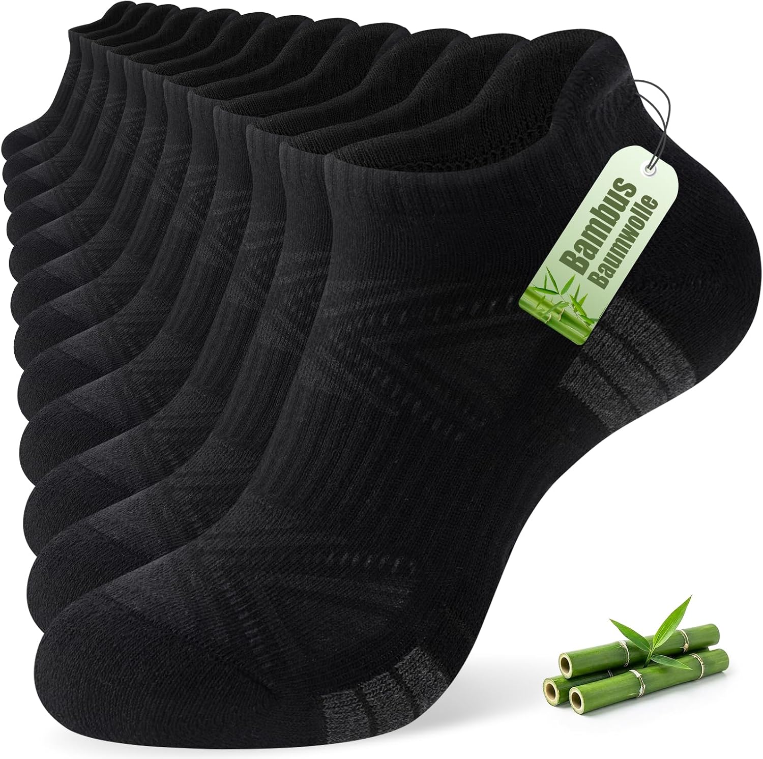 Detalle de SockWaddles Sneaker Socken aus Bambus-Baumwolle – 6 Paar, Kurz gepolstert, atmungsaktiv für Running und Alltag