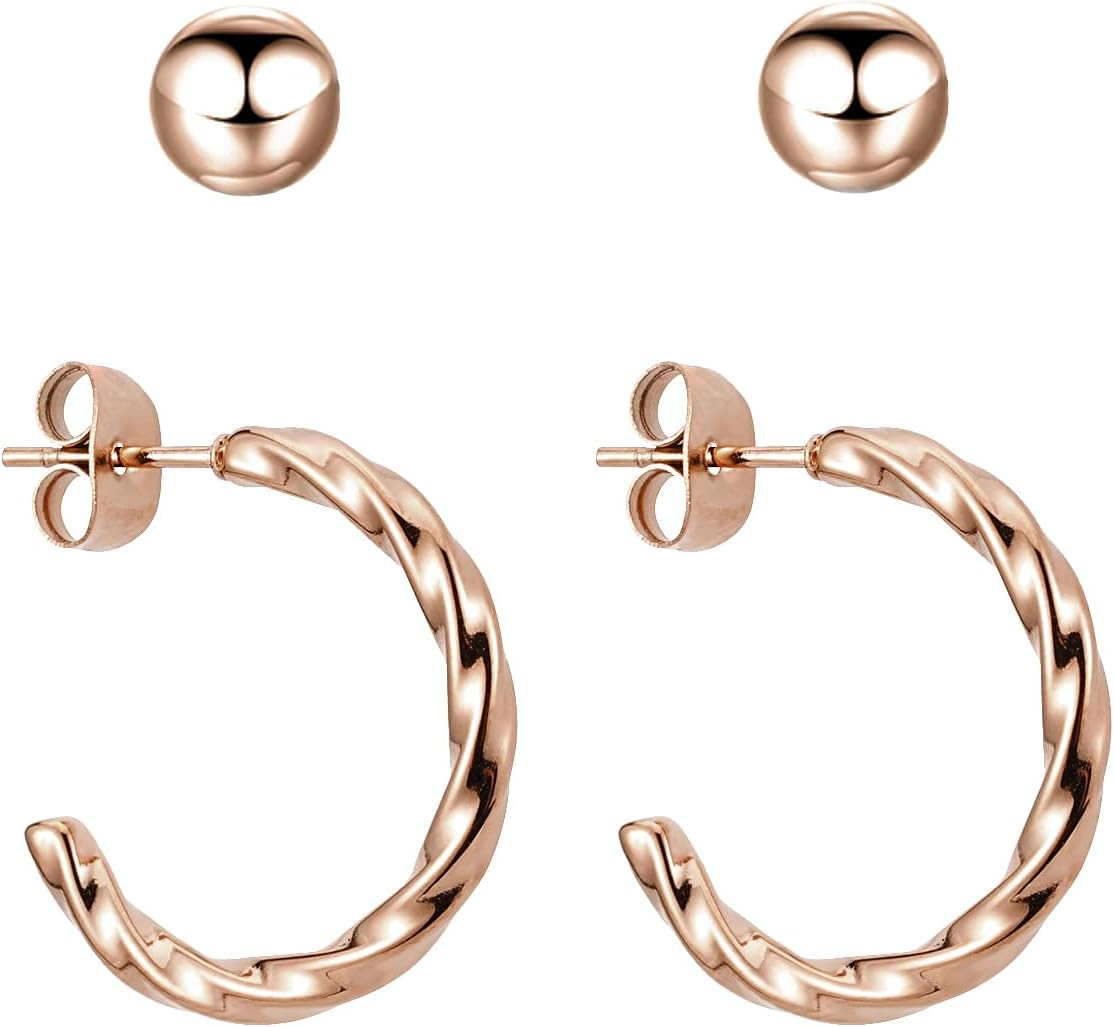 Detalle de BONNYBIRD Pendientes de acero 316L oro rosa