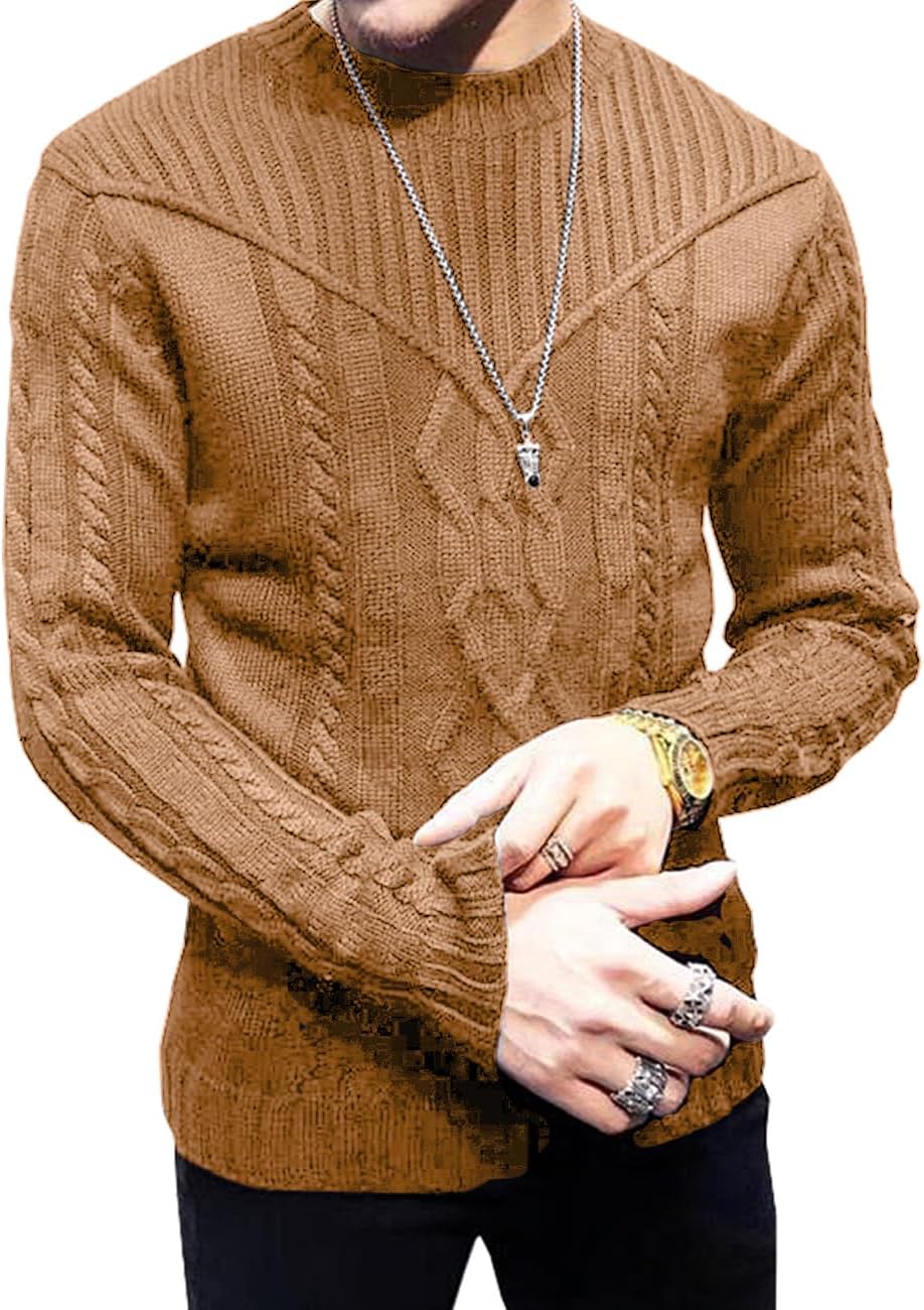 Detalle 2 de SAVKOOV Men's Pullover Jumper: Long Sleeve Crewneck Knitted Sweater
