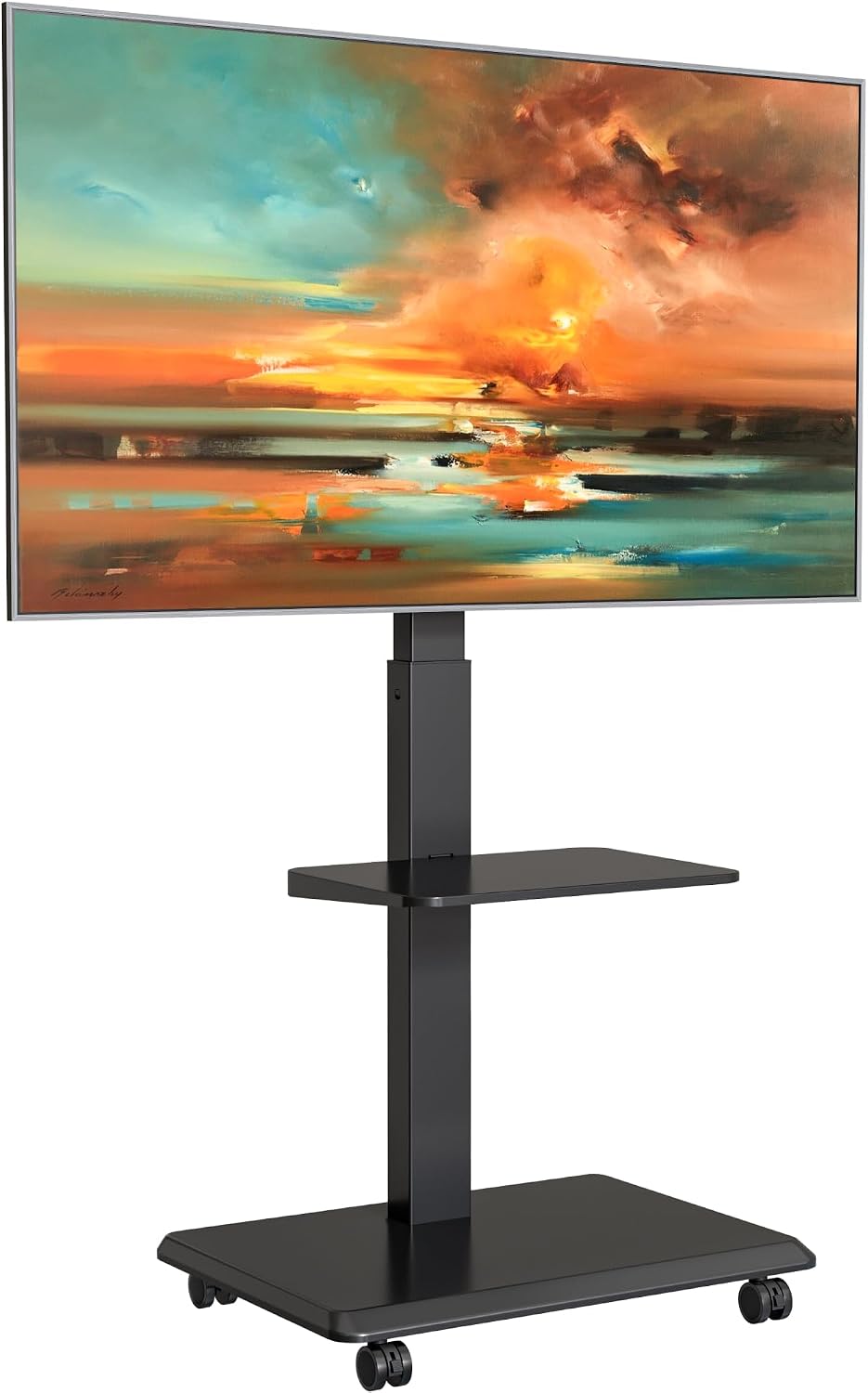 Detalle de ECOTINY TV Stand on Wheels for 37-75 inch TVs up to 50kg – robust rolling cart with hidden cable management and height adjustability