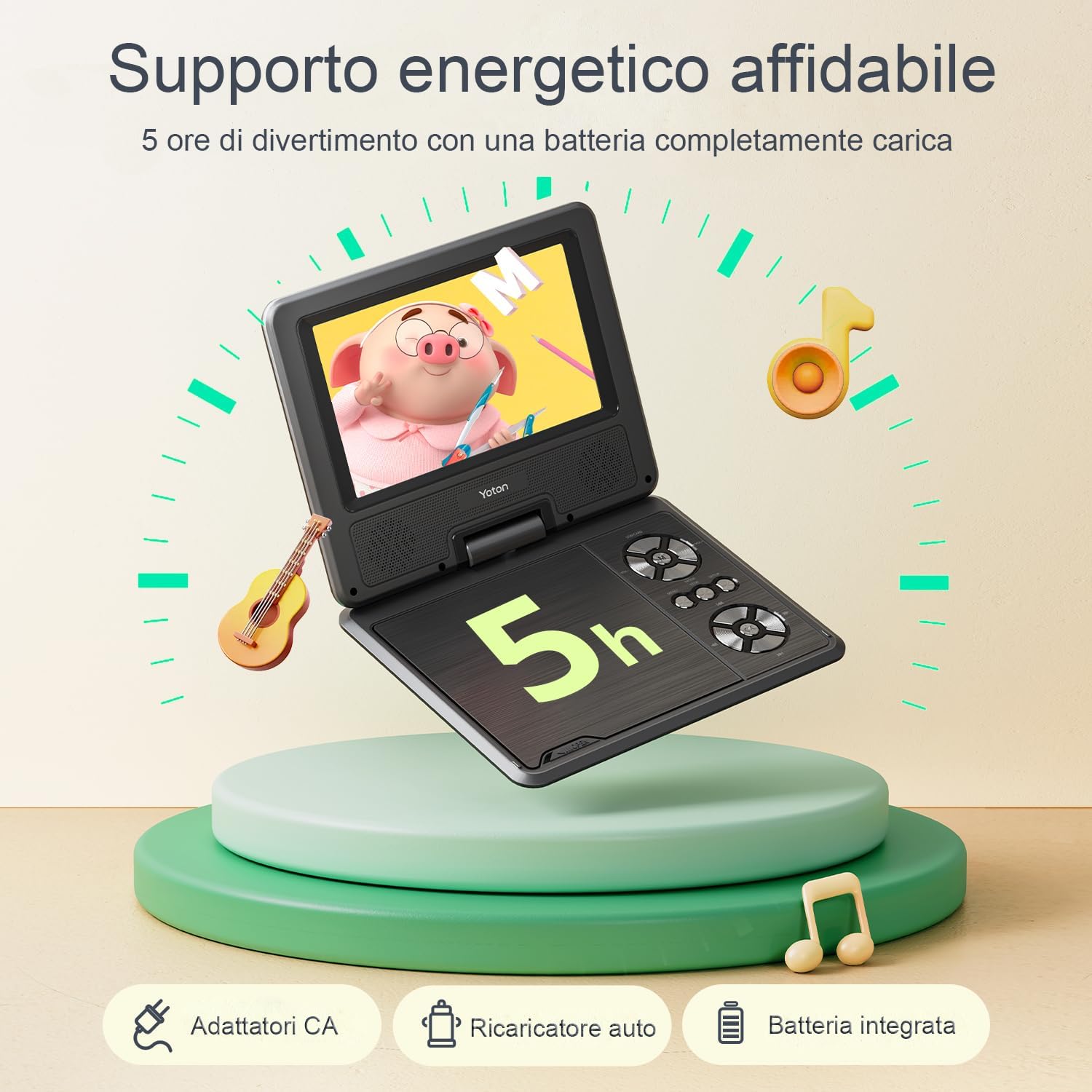 Detalle de Yoton Lettore DVD Portatile 9,5" HD, batteria 6 ore