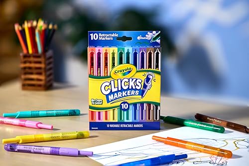 Thumbnail 5 de CRAYOLA Clicks Marker Pens 10 Pack: Retractable, Washable & Capless for School, Home and Travel