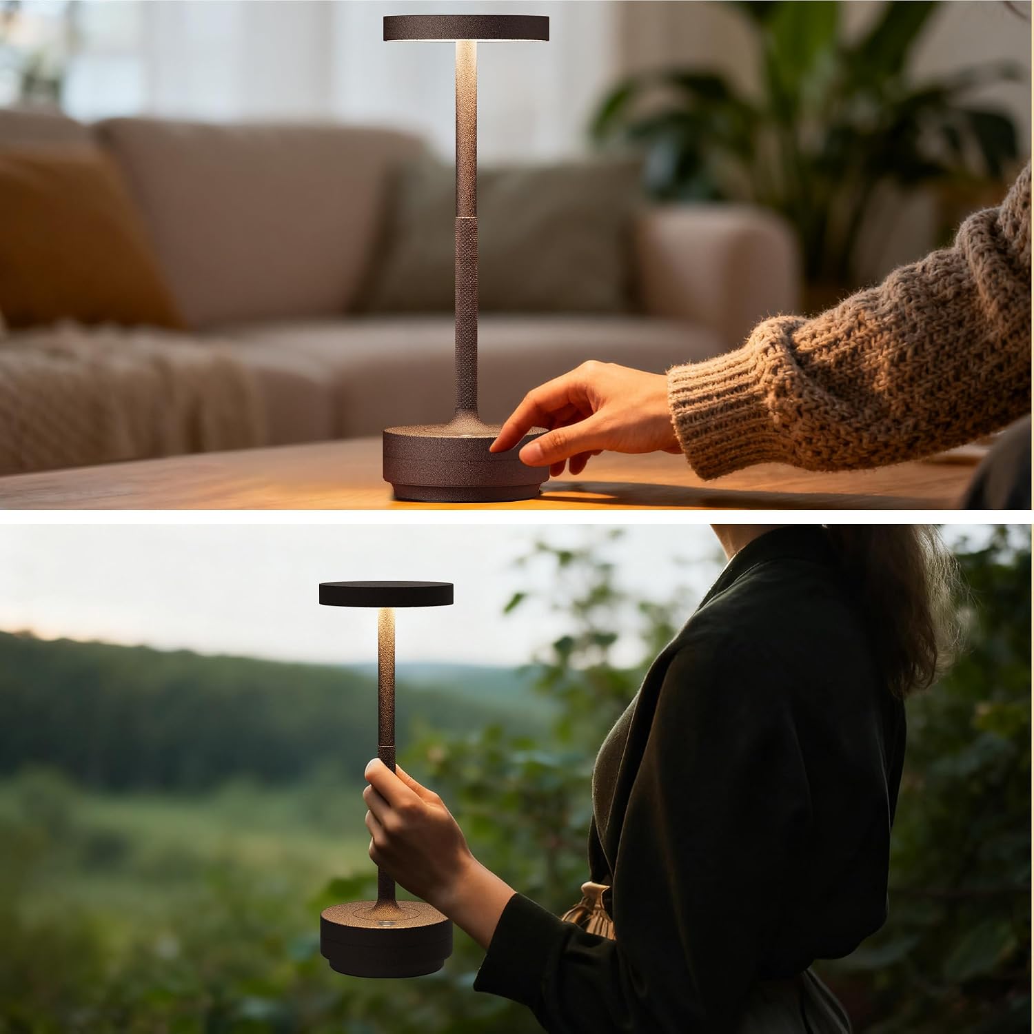 Detalle de SLSMD Lampada da tavolo senza fili LED 2 pezzi, ricaricabile 5000mAh, dimmerabile, 3 modalità di luce