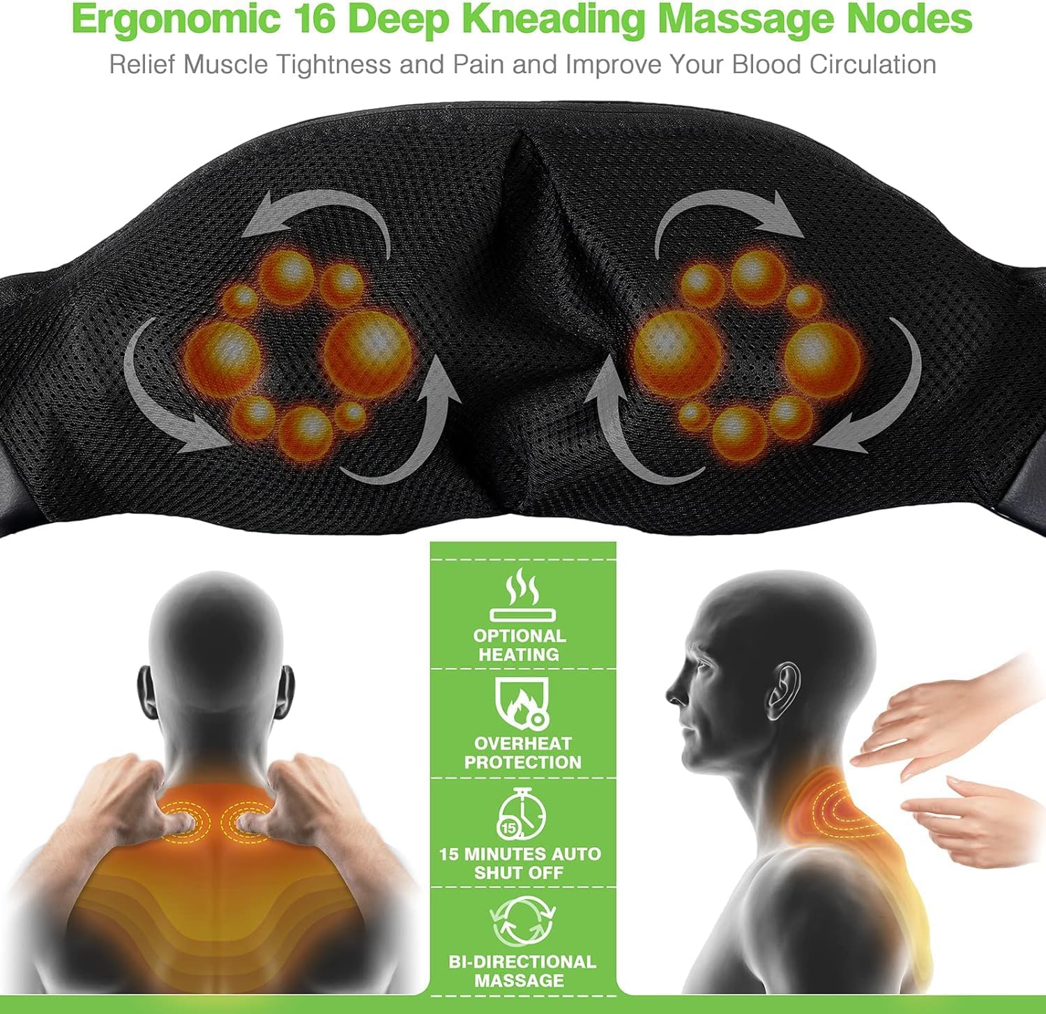 Detalle 2 de Neck Massager with Heat 3D Kneading for Neck and Back 👐