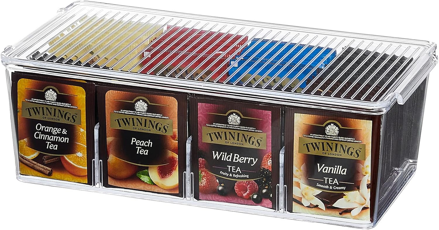 Detalle de Lifewit 22027 thee-organizer met 8 vakken, transparant en stapelbaar