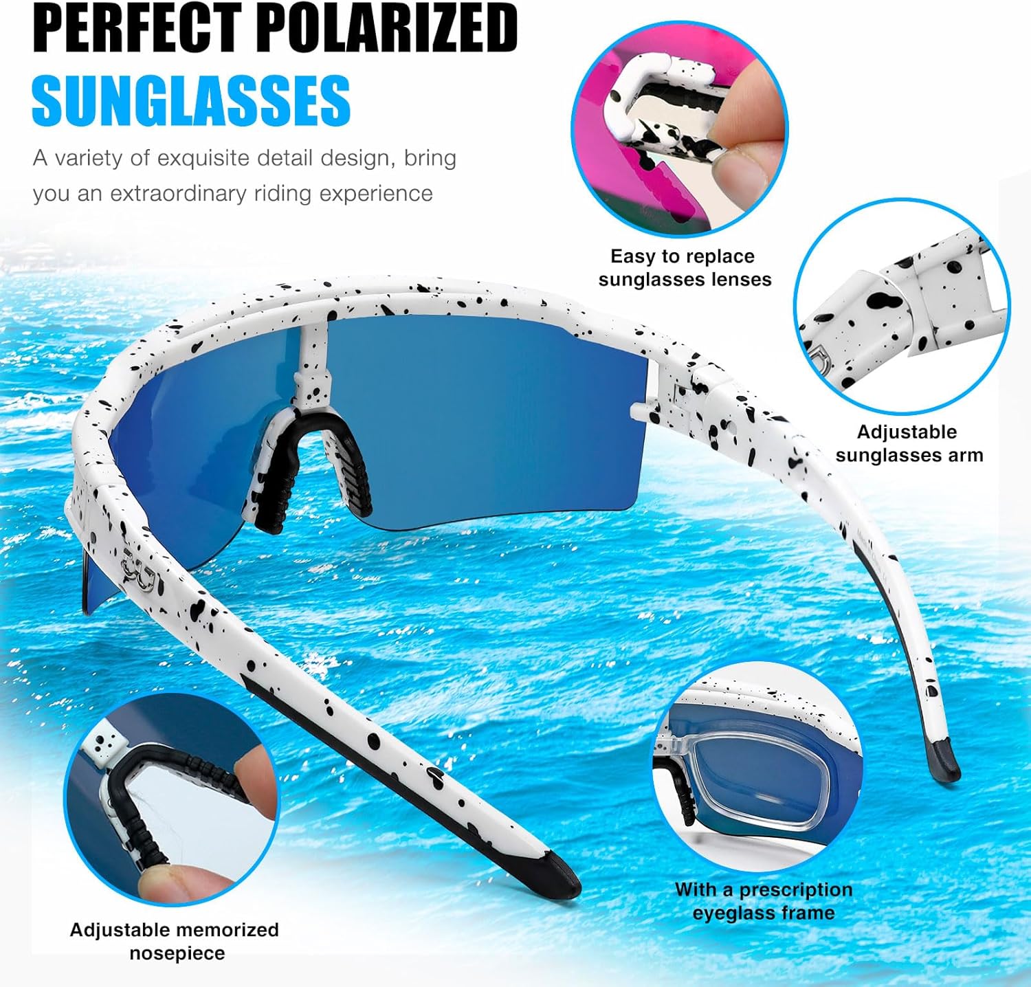 Thumbnail 2 de SPOSUNE Polarisierte Fahrradbrille mit 3 austauschbaren Gläsern (TR90) – sportliche Sonnenbrille für Lauf- und Radsport