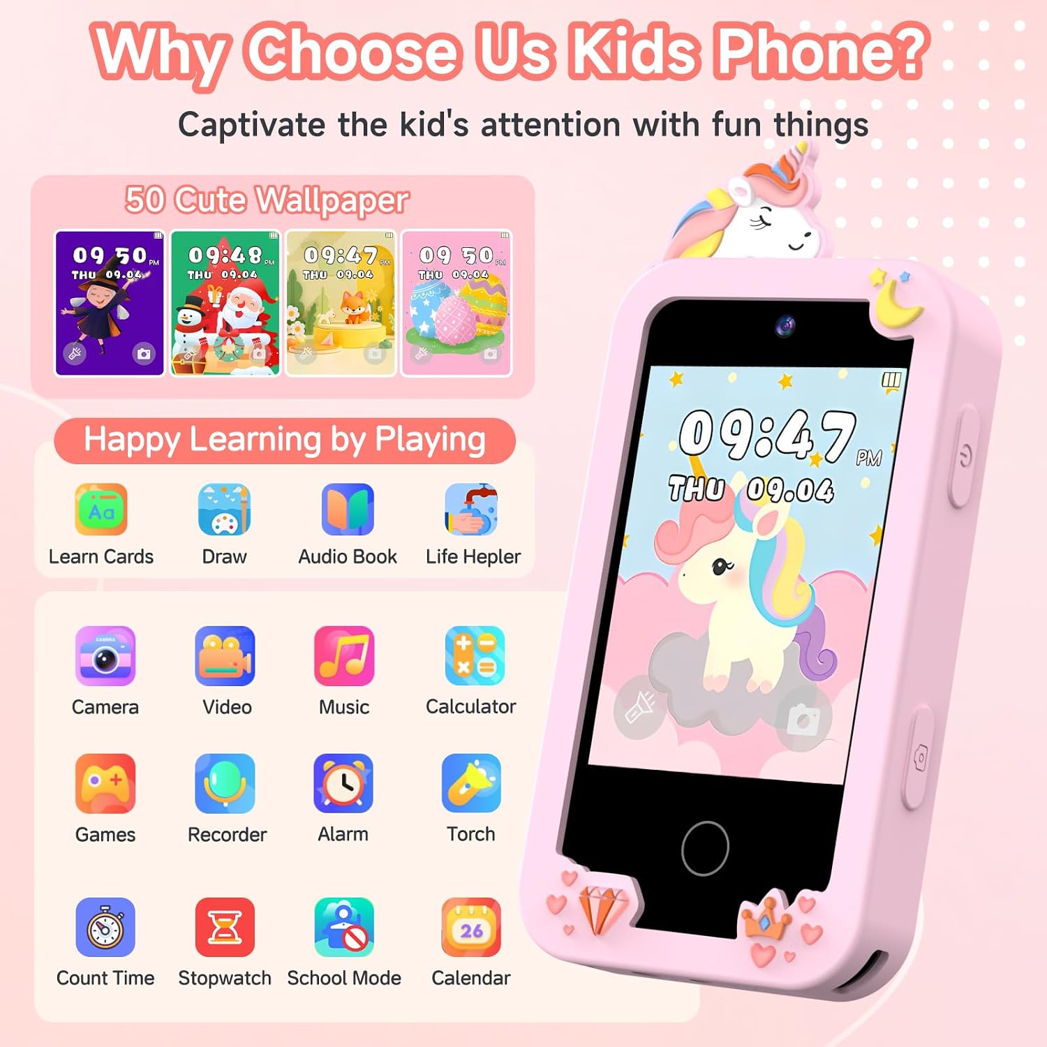 Detalle 2 de Kids Touchscreen Learning Phone for Ages 3‑9